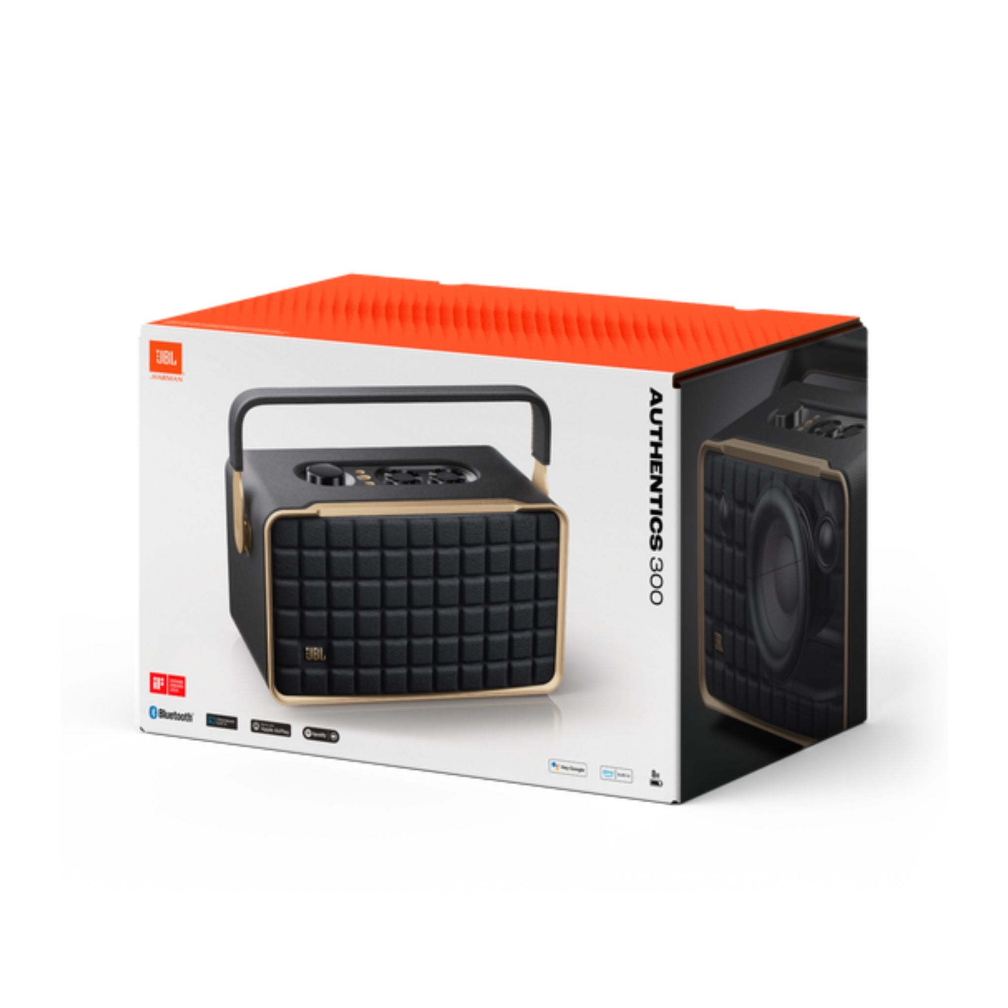 JBL Authentics 300 - Portable Retro-Style Smart Bluetooth Speaker with Powerful Sound, Wi-Fi, and Built-in Battery-Black