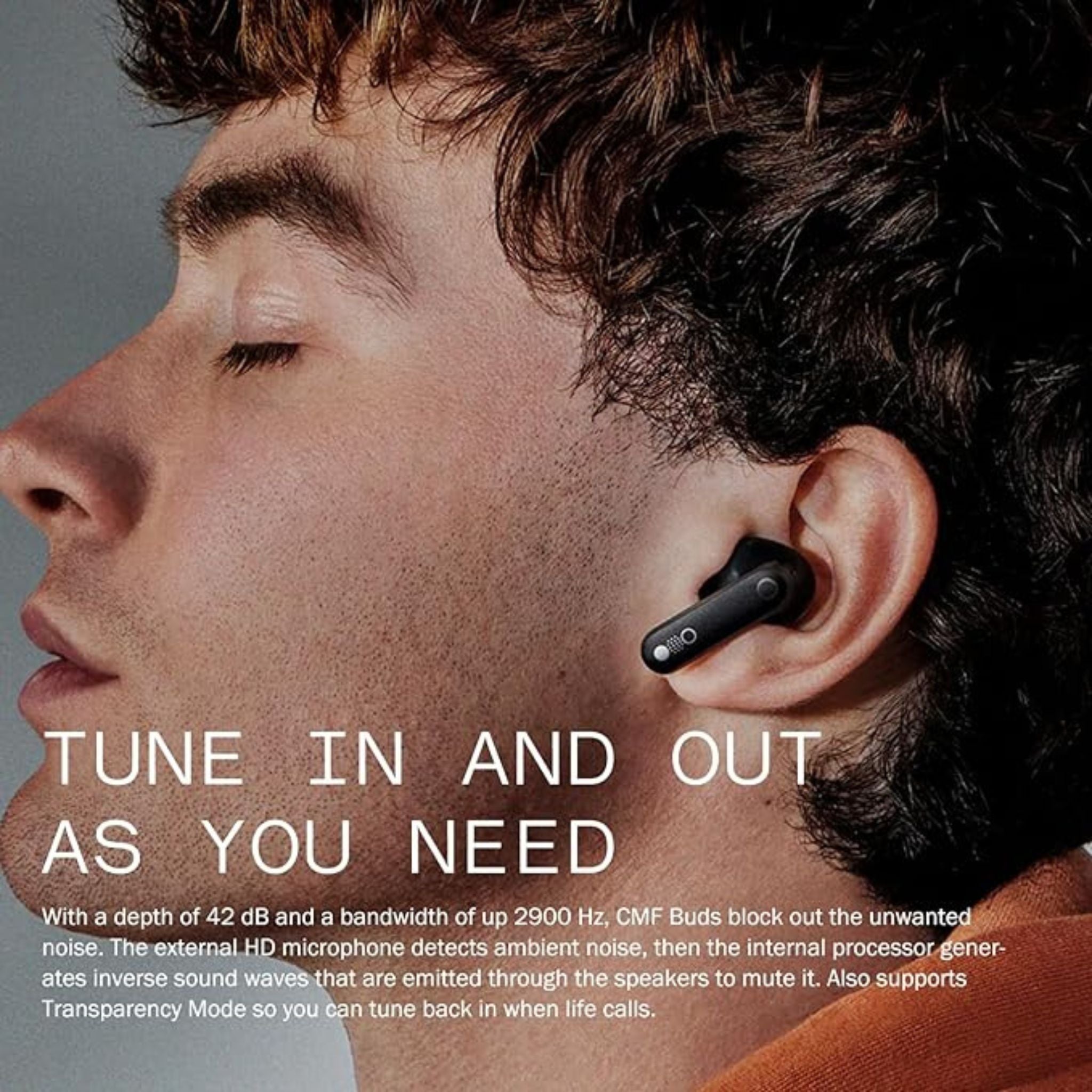 CMF BY NOTHING Buds Wireless Earbuds,42dB Active Noise Cancellation,35.5H Playtime IP54 Waterproof Earphones,Bluetooth 5.3 Dual-Device Connection in Ear Headphones for iPhone & Android_Light Grey
