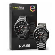 HainoTeko RW-55 Smart Watch – AMOLED Display – Classic Analog Design – 3 Straps Included – Bluetooth Calling – Fitness Tracking – For Android & iOS - Black