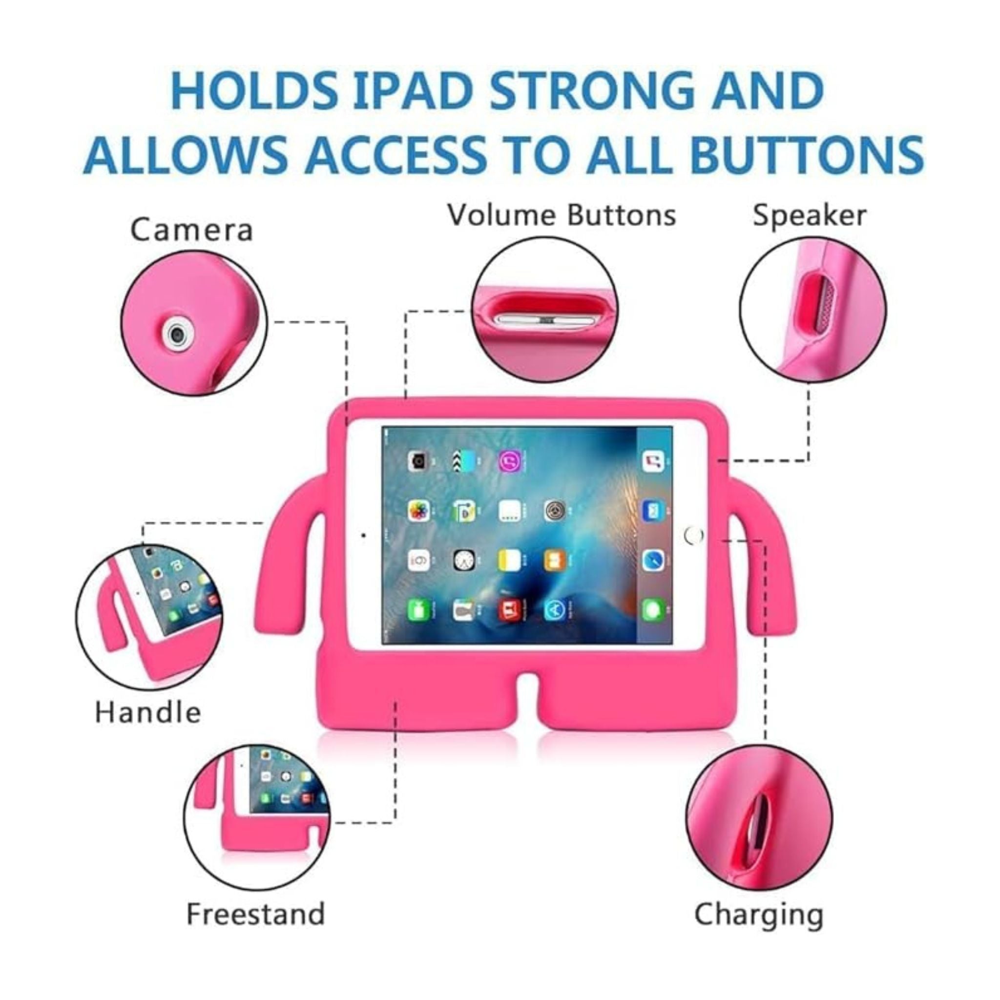 Kids Case for IPad, Silicone IPAD 2-3-4 Fun & Durable iPad Mini Kids Case Ultimate Protection with Freestanding Design -Baby Pink