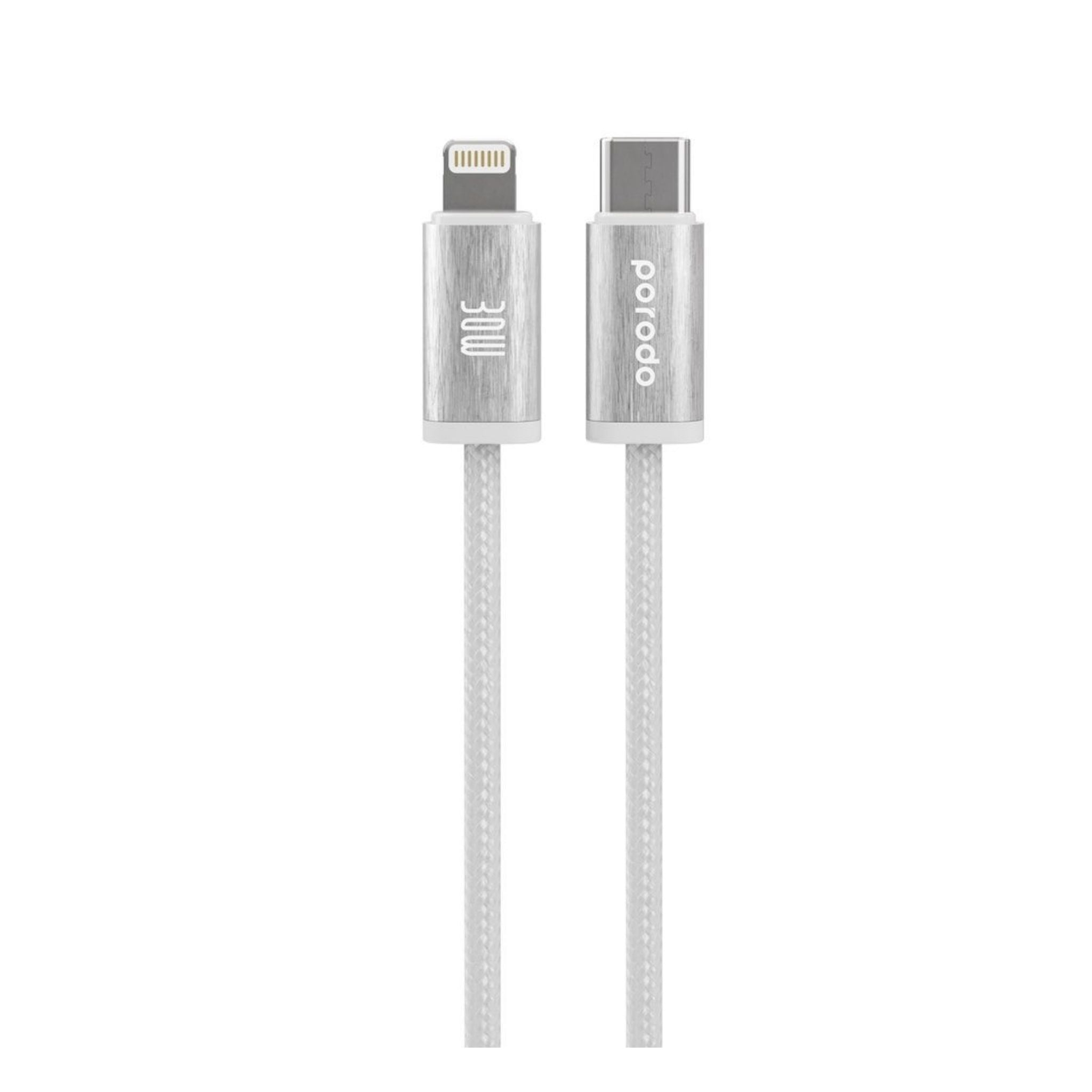Porodo Woven 30W Lightning to Type-C Cable 1.2M - White
