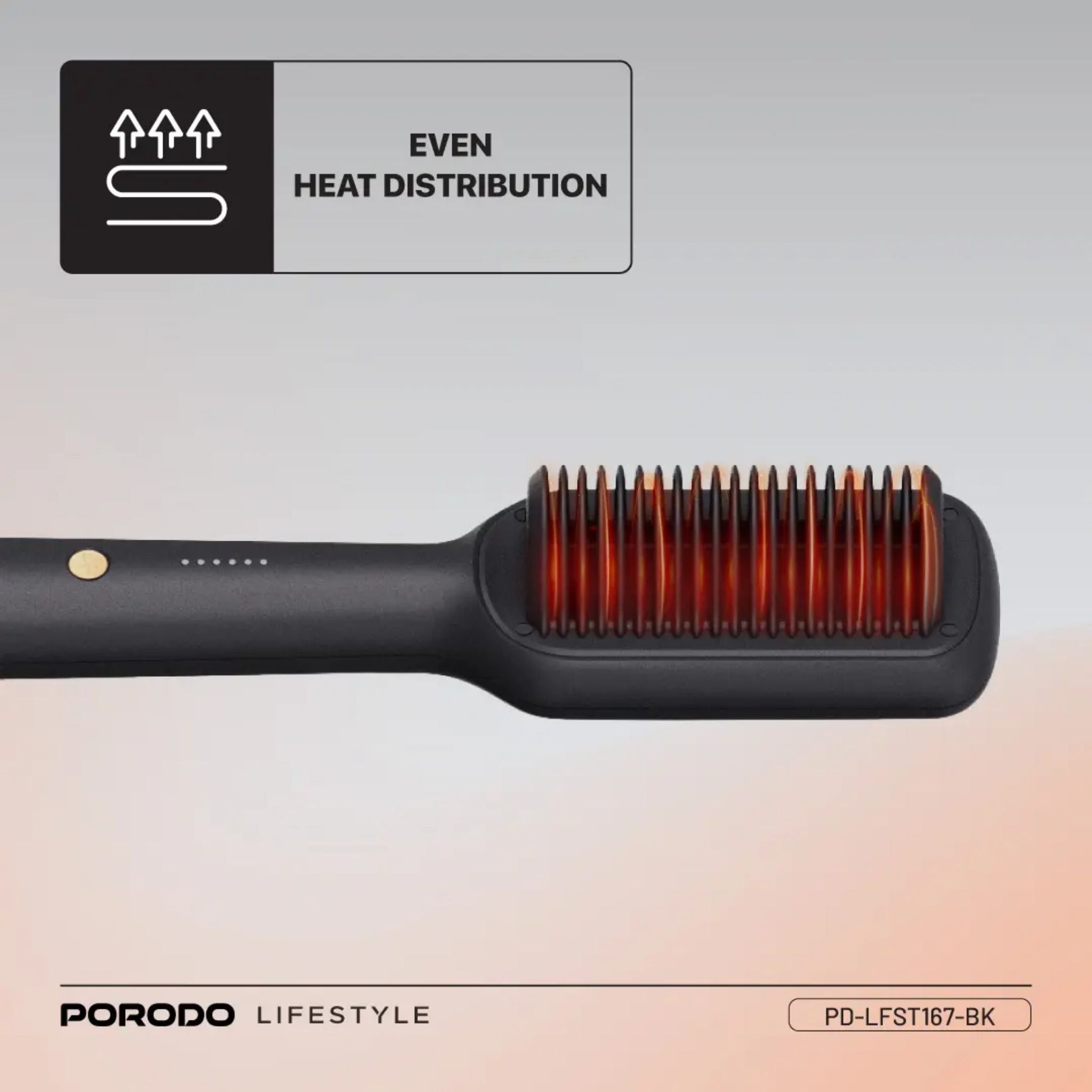 Porodo Lifestyle Electric Heated Hair Straightener Comb - Black