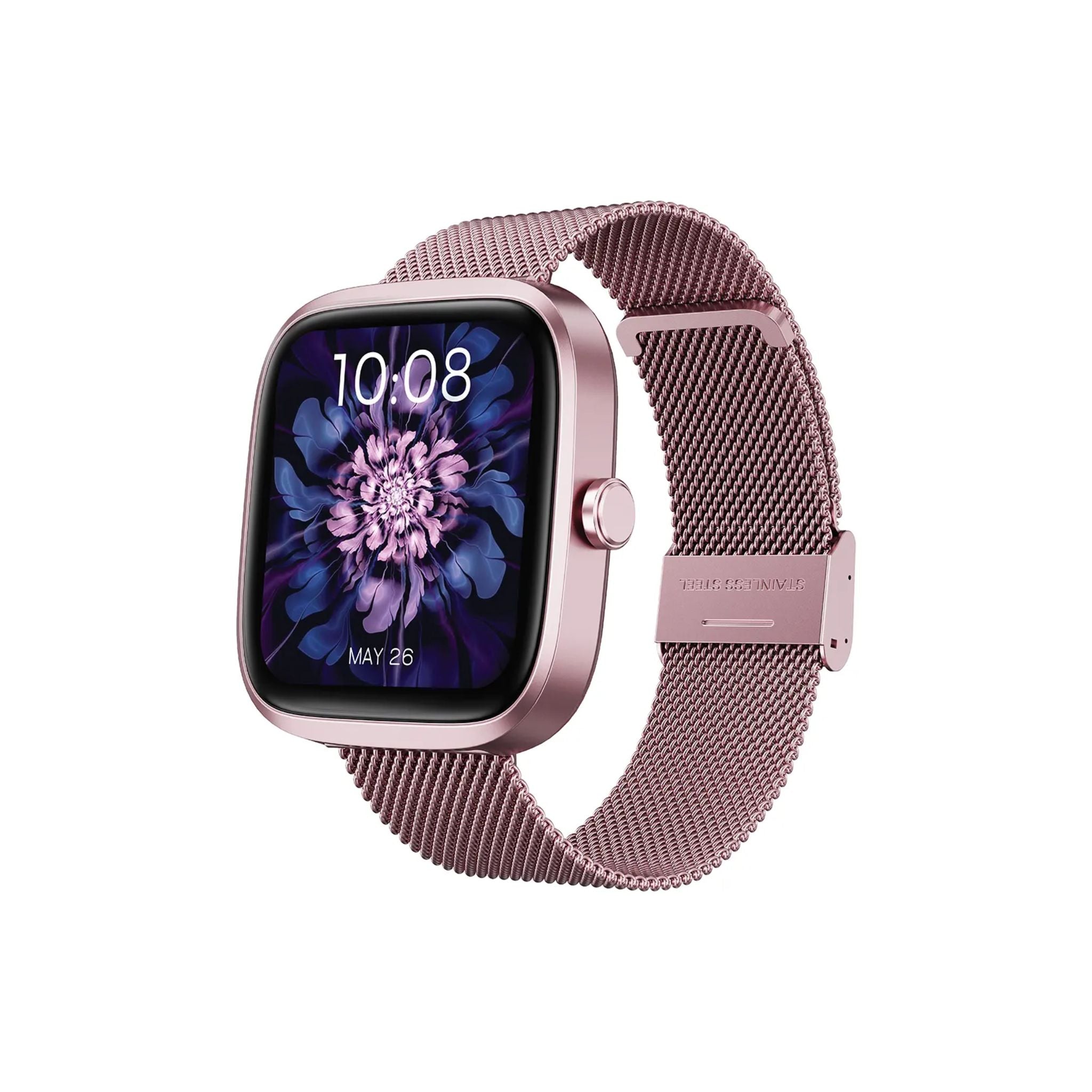 Porodo Smart Watch 1.72" HD Display, 30-Day Battery Life, Voice Assistant, Heart Rate, Sleep & Stress Monitoring, iOS & Android Compatible – Pink