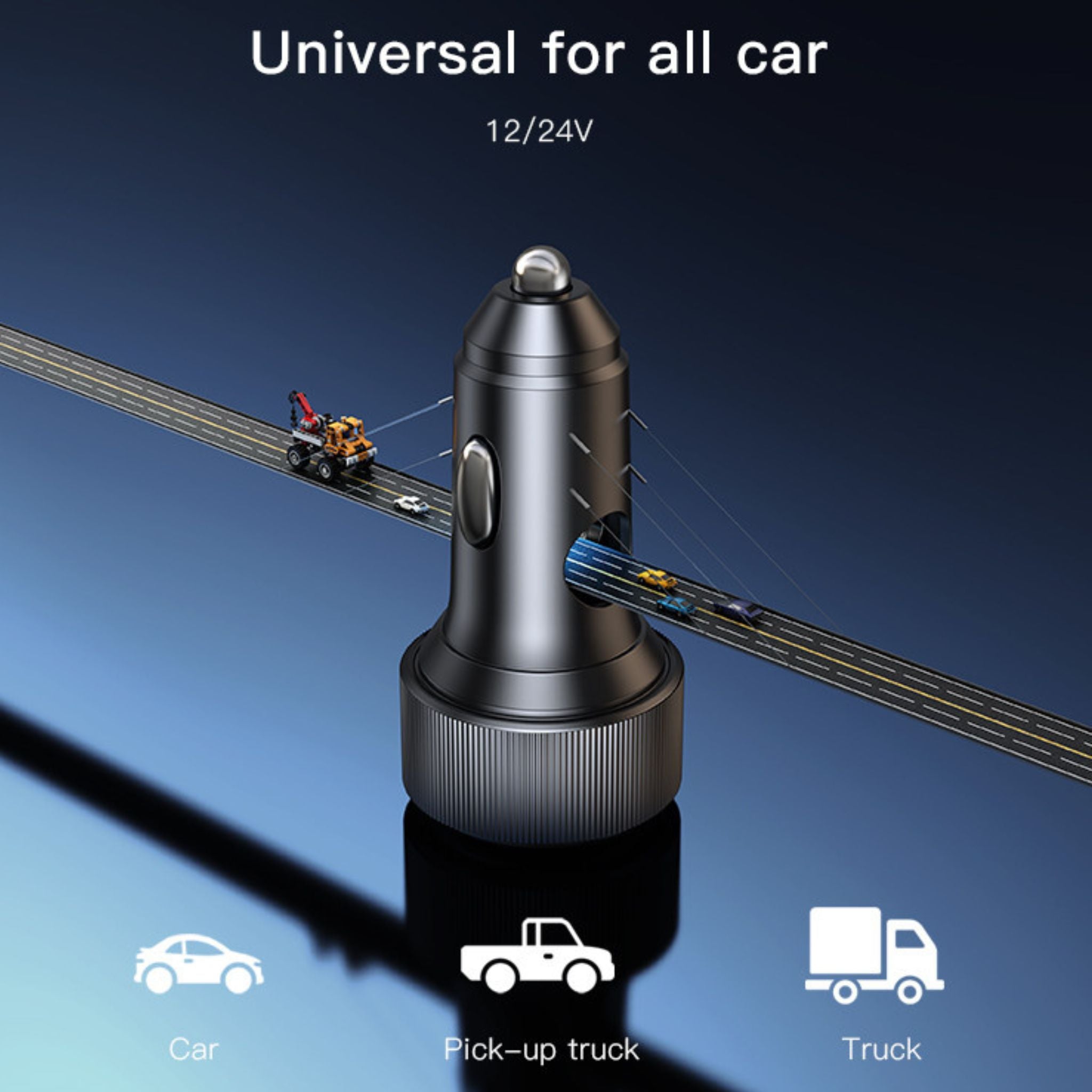 Yesido Y50 Car Charger | Type-C*2 + USB*1 3Ports Fast Charging Car Charger