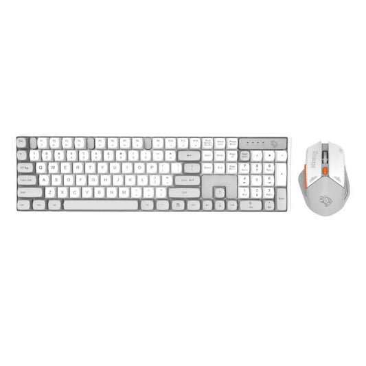 Porodo Gaming Wireless Keyboard with Mouse, 1600 DPI, Plug & Play, Gaming Design, Compatible with Windows & Mac - White / Gray