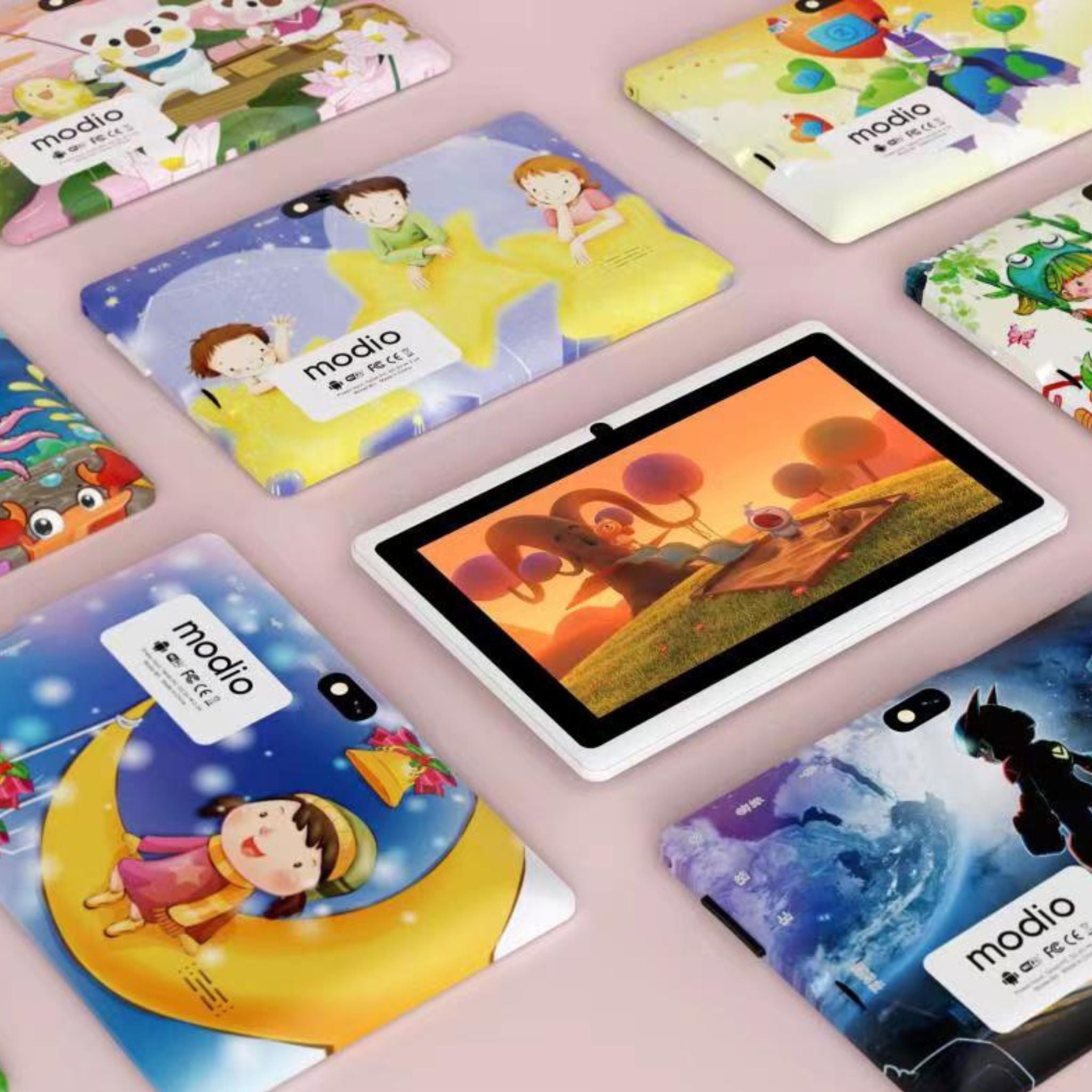 Modio M1 Tablet for Kids Dual Camera 7 inch display, HD Screen, 128GB,5G WiFi Tablet PC 3000 mAh Battery_Red