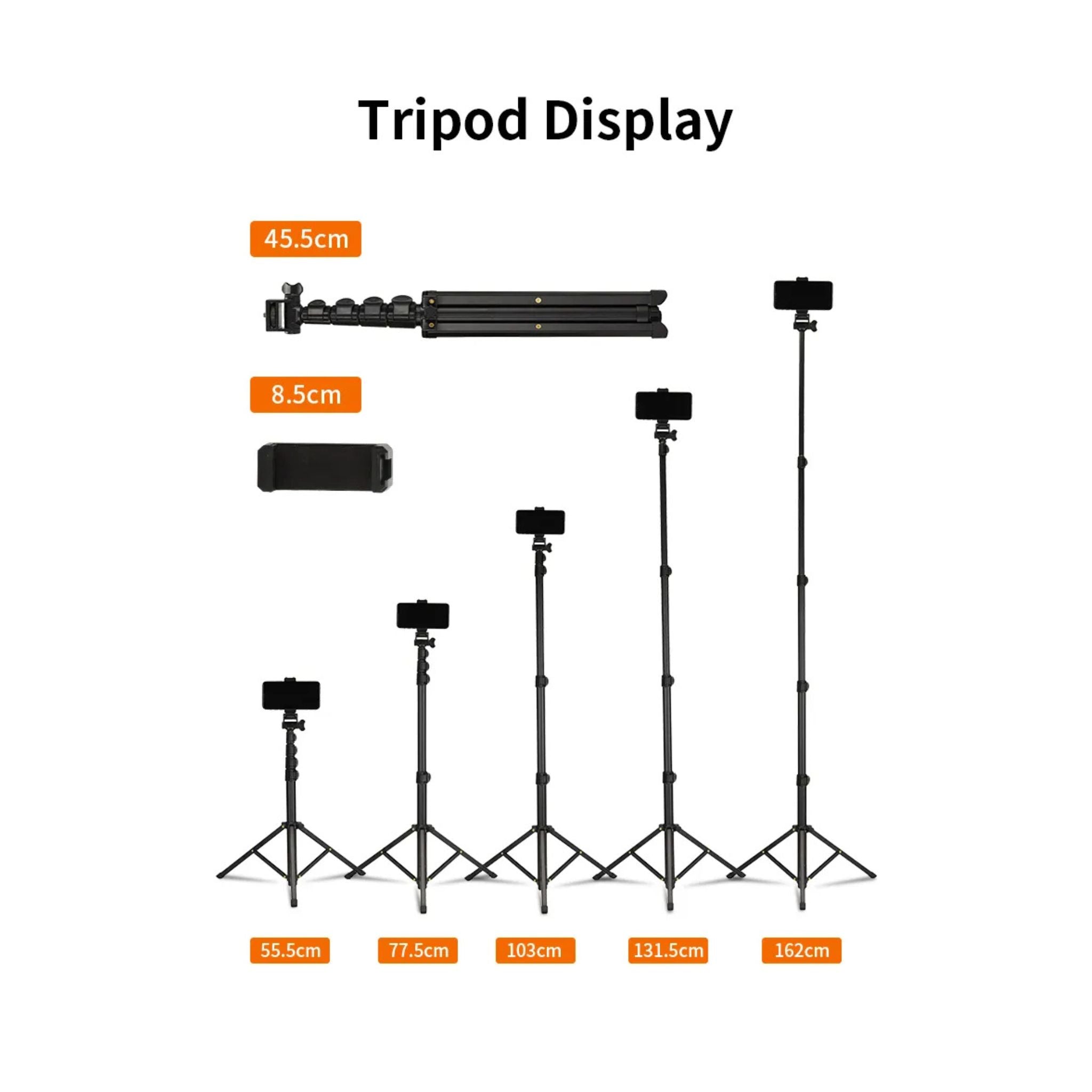Jmary MT-39, Shooting Tripod (Aluminum+Iron+ABS),Aluminum Extendable Cell Phone Tripod Stand with Selfie Stick Tripod and Phone Clip