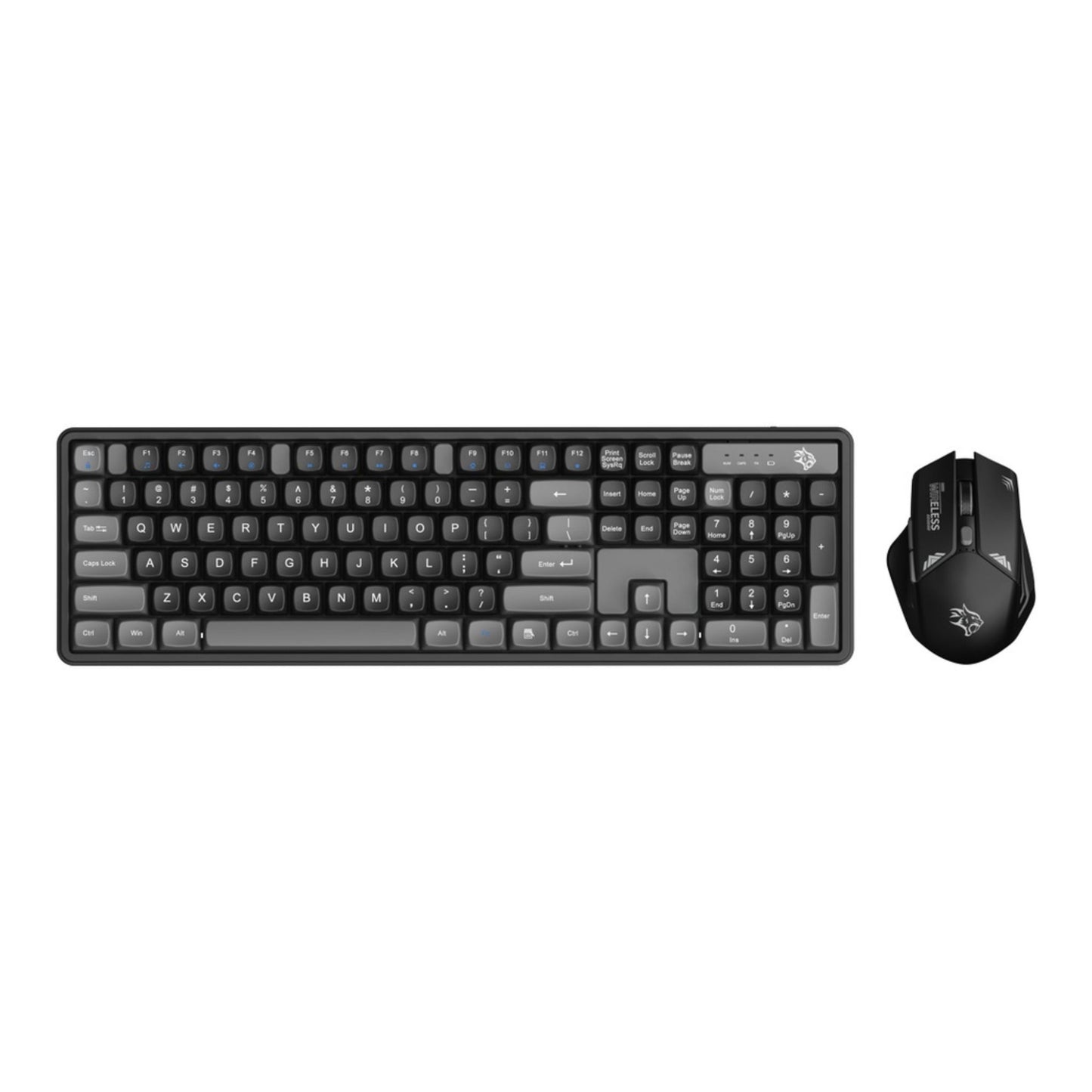 Porodo Gaming Wireless Keyboard with Mouse, 1600 DPI, Plug & Play, Gaming Design, Compatible with Windows & Mac - Gray / Black