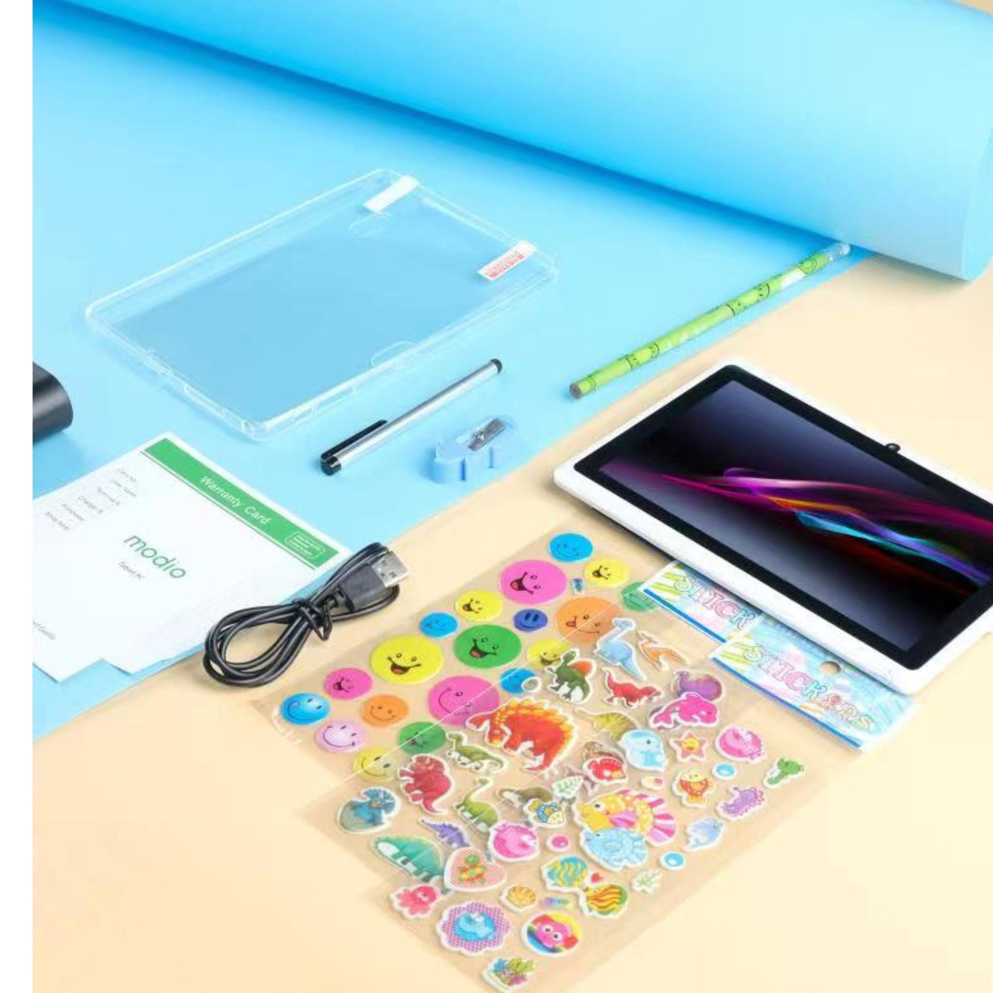Modio M1 Tablet for Kids Dual Camera 7 inch display 128GB,5G WiFi Tablet PC 3000 mAh Battery_Color Printing