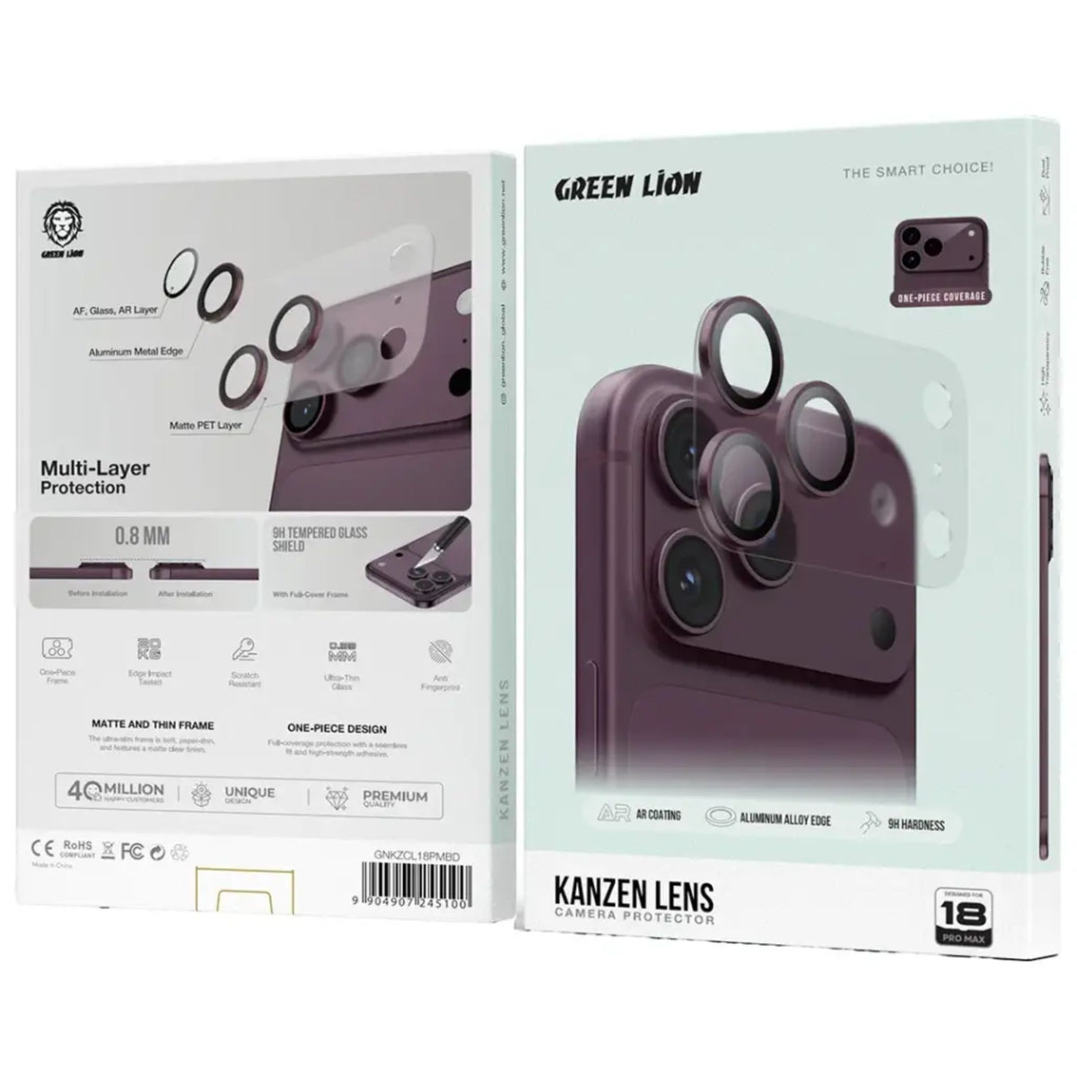 Green Lion Kanzen Lens Camera Protector for iPhone 18 Pro - Burgundy