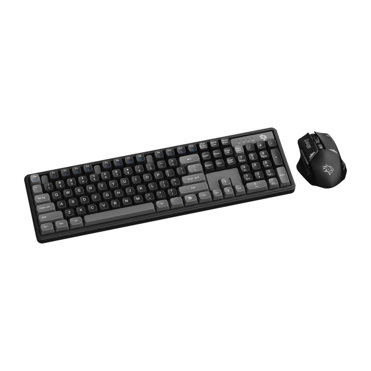 Porodo Gaming Wireless Keyboard with Mouse, 1600 DPI, Plug & Play, Gaming Design, Compatible with Windows & Mac - Gray / Black