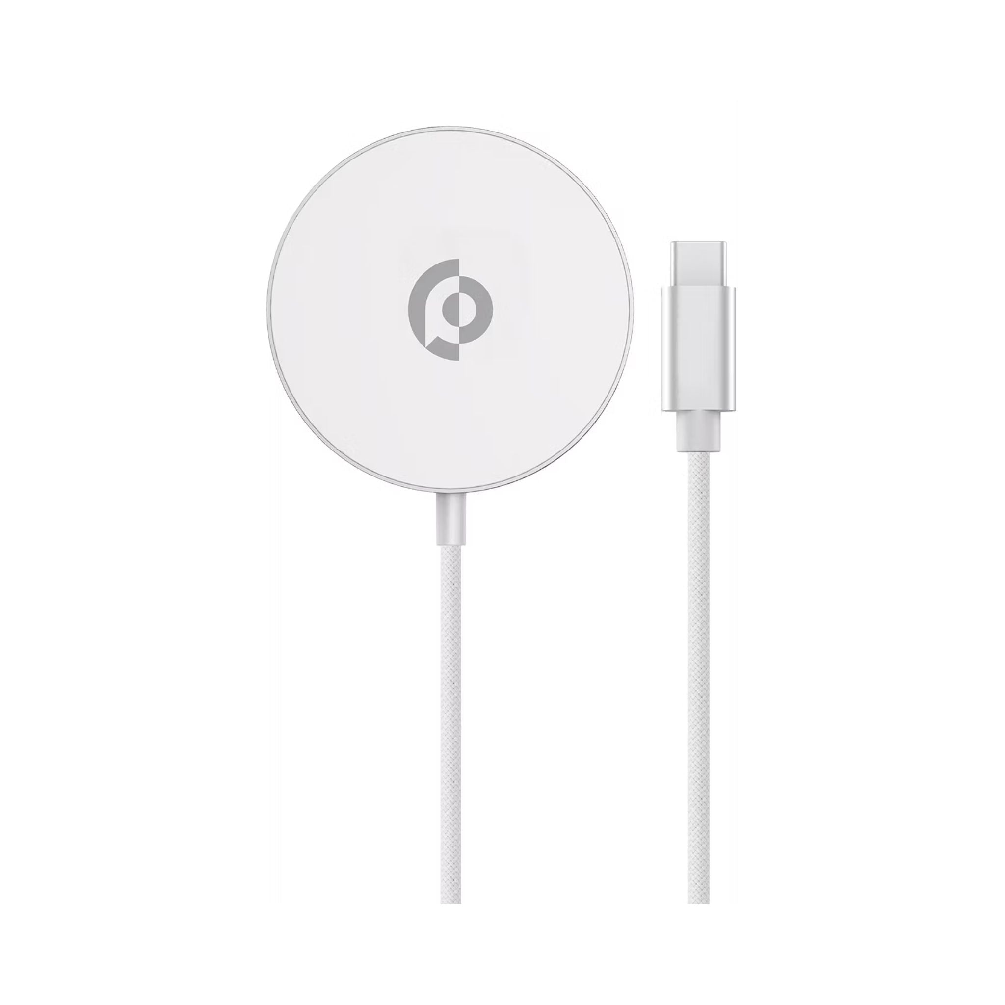 Powerology Magnova 25W MagSafe Charging Pad, PC & Aluminum Alloy Material, USB-C Input, 1.2m Cable Length, Universal Compatibility, Built-in Safeguards, Fast Charge, Tangle-Free Design - Silver