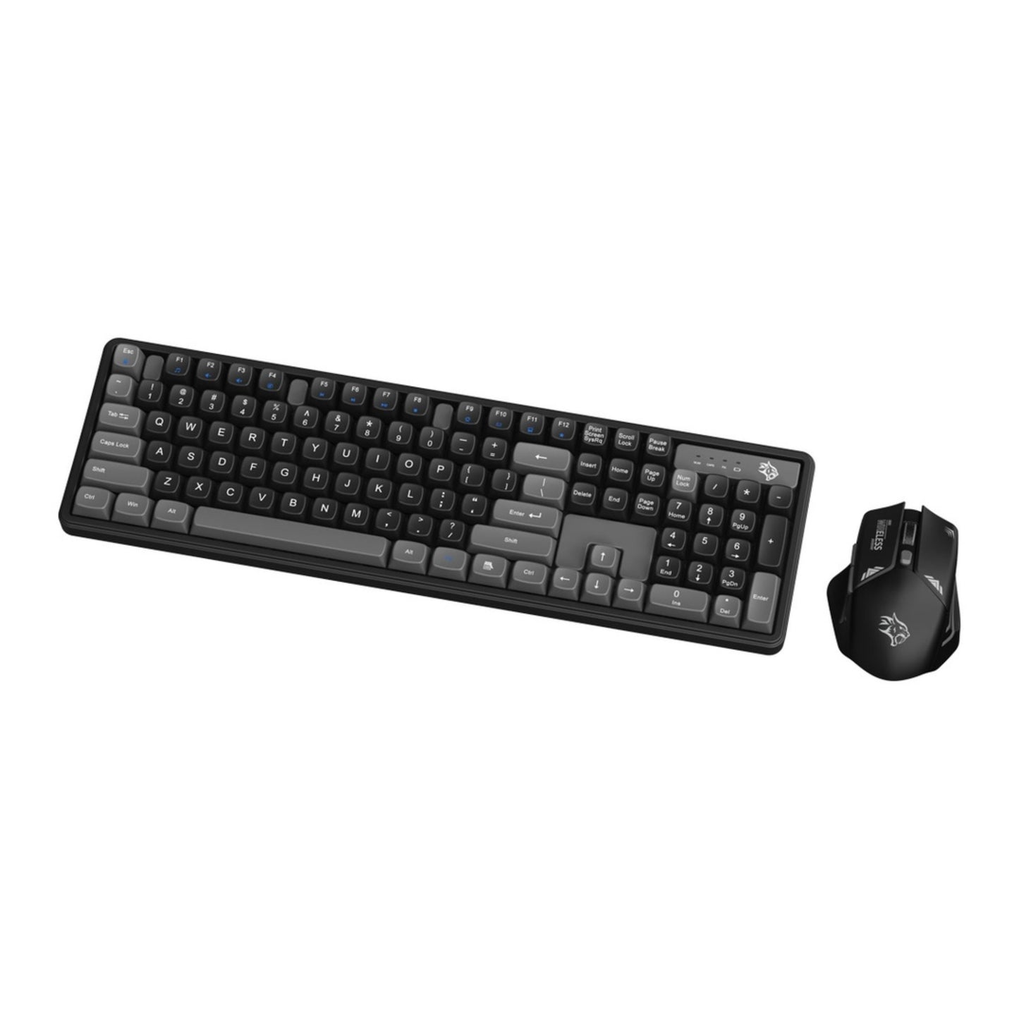 Porodo Gaming Wireless Keyboard with Mouse, 1600 DPI, Plug & Play, Gaming Design, Compatible with Windows & Mac - Gray / Black