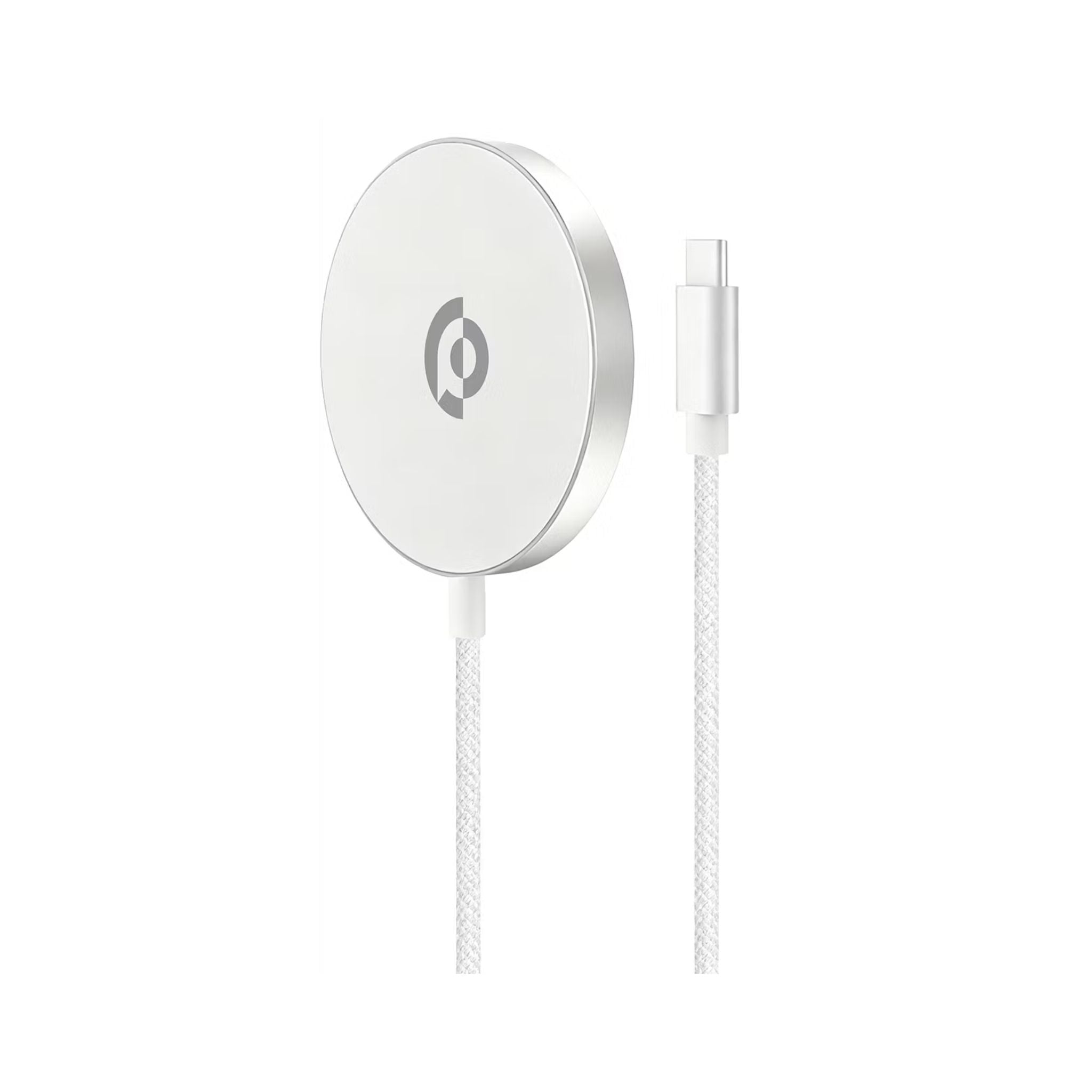 Powerology Magnova 25W MagSafe Charging Pad, PC & Aluminum Alloy Material, USB-C Input, 1.2m Cable Length, Universal Compatibility, Built-in Safeguards, Fast Charge, Tangle-Free Design - Silver