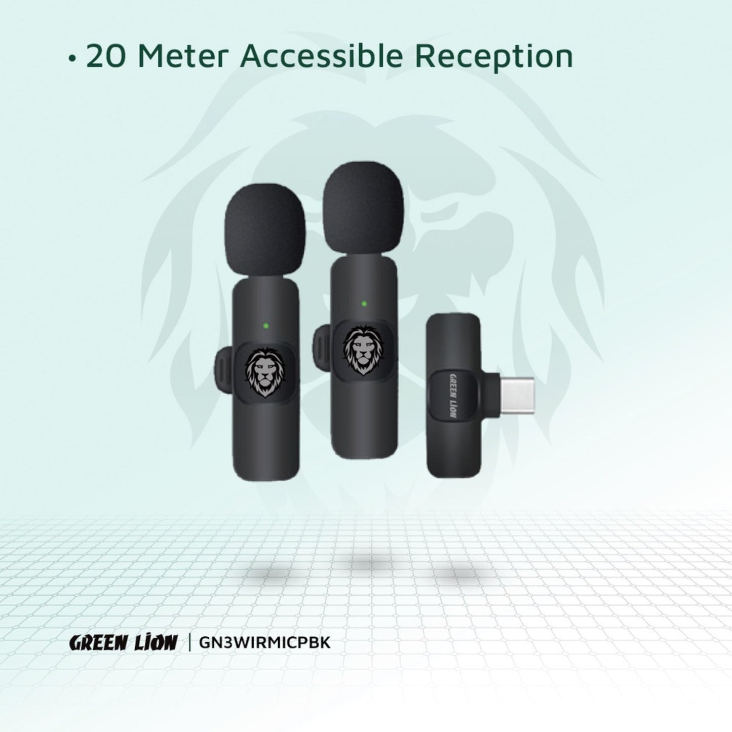 Green Lion 3 in 1  Wireless Microphone - Black