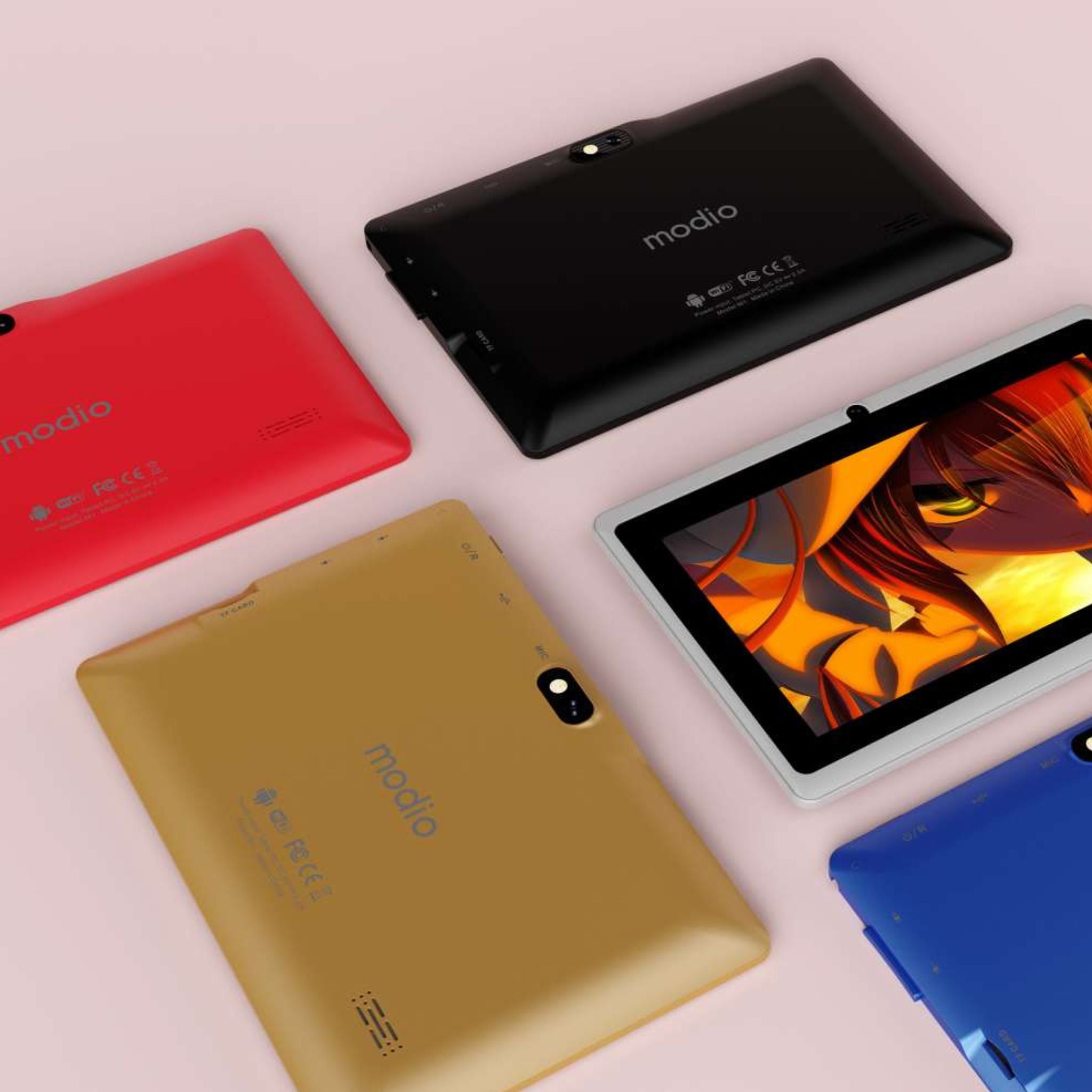 Modio M1 Tablet for Kids Dual Camera 7 inch display, HD Screen, 128GB,5G WiFi Tablet PC 3000 mAh Battery_Red