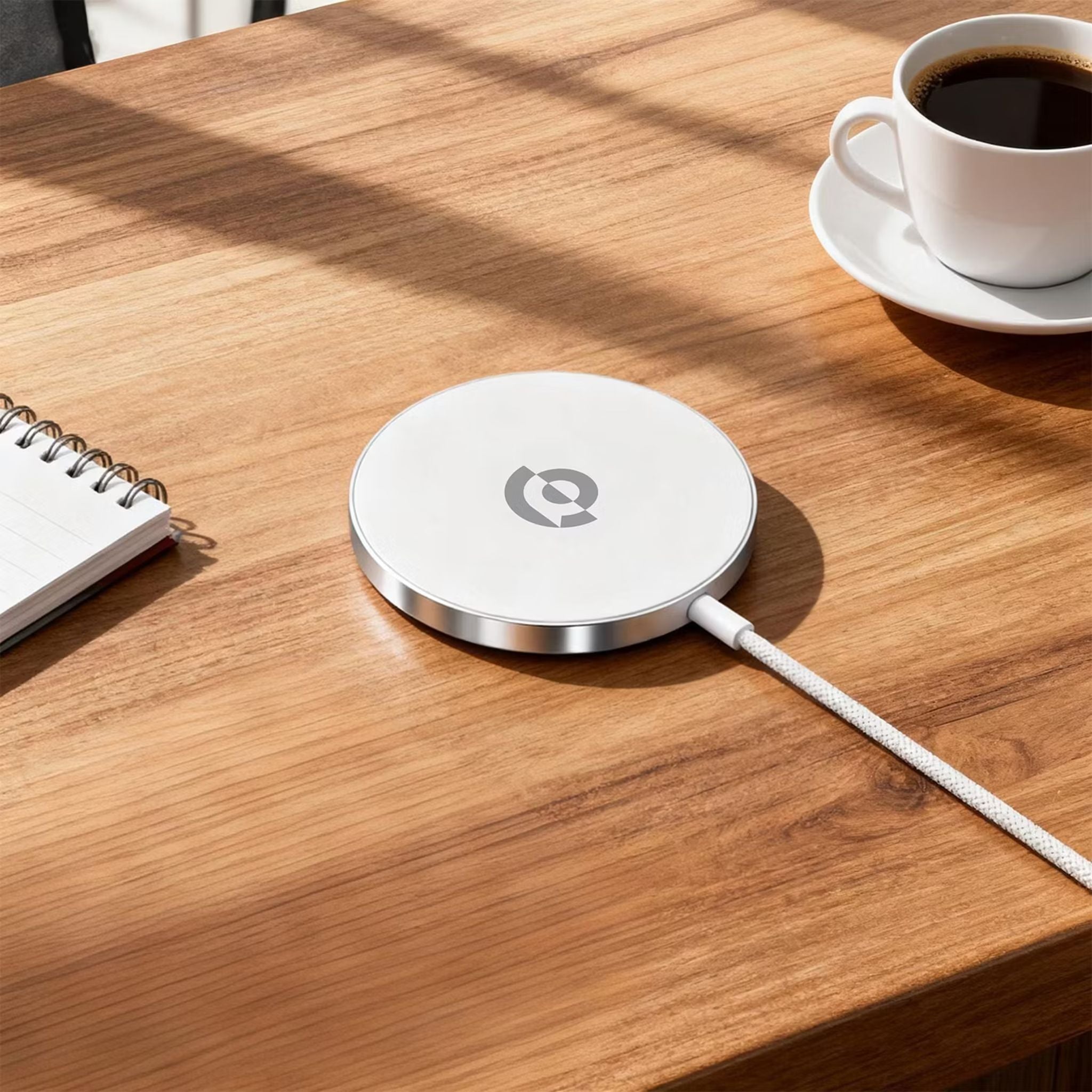 Powerology Magnova 25W MagSafe Charging Pad, PC & Aluminum Alloy Material, USB-C Input, 1.2m Cable Length, Universal Compatibility, Built-in Safeguards, Fast Charge, Tangle-Free Design - Silver