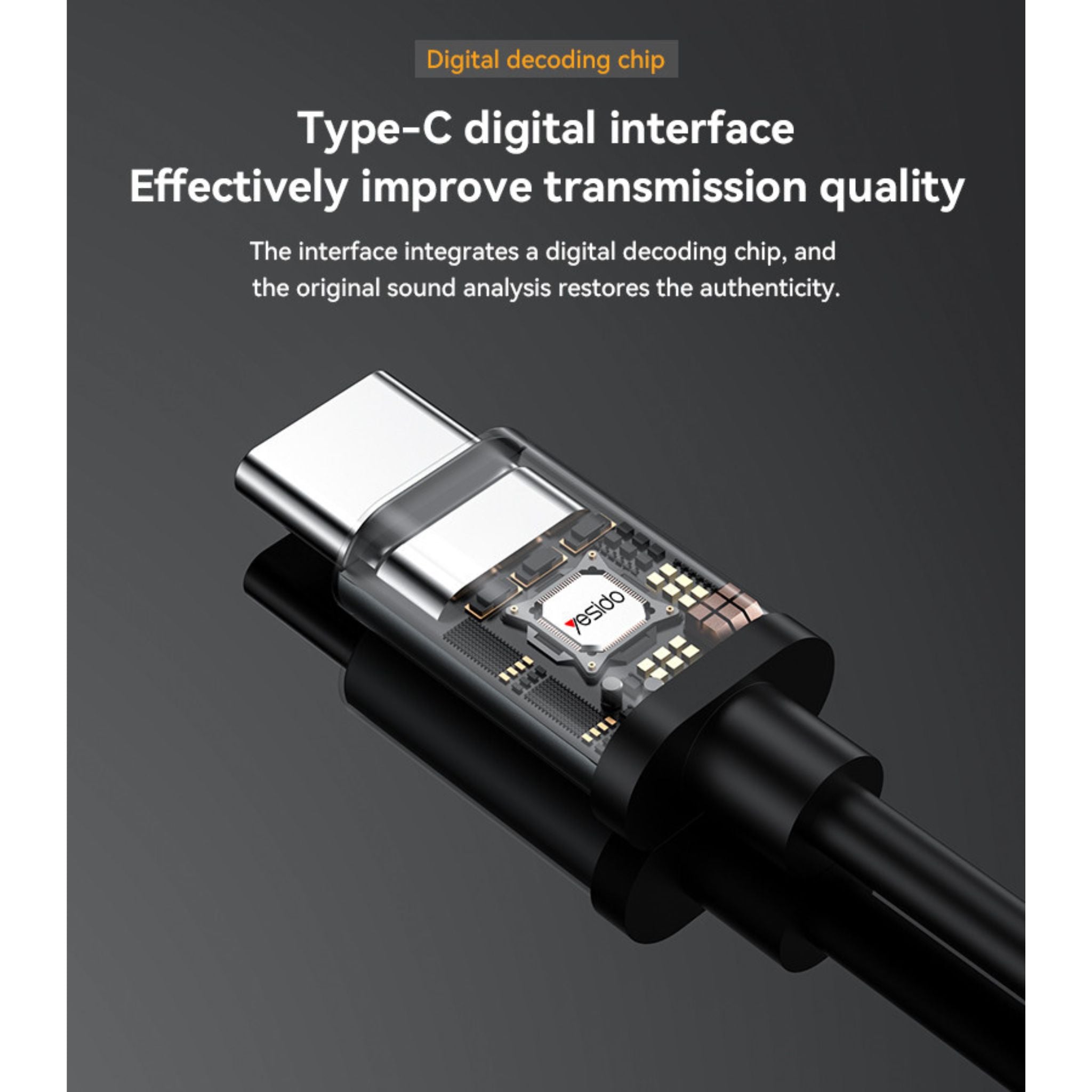 YESIDO YH43 HIFI Lossless Sound Quality 10mm Dynamic Speaker Type-C Digital Interface In-ear Earphone