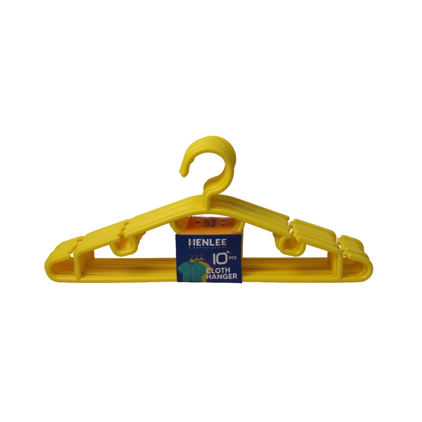 Henlee Plastic Cloth Hanger, Set of 10PC _Yellow