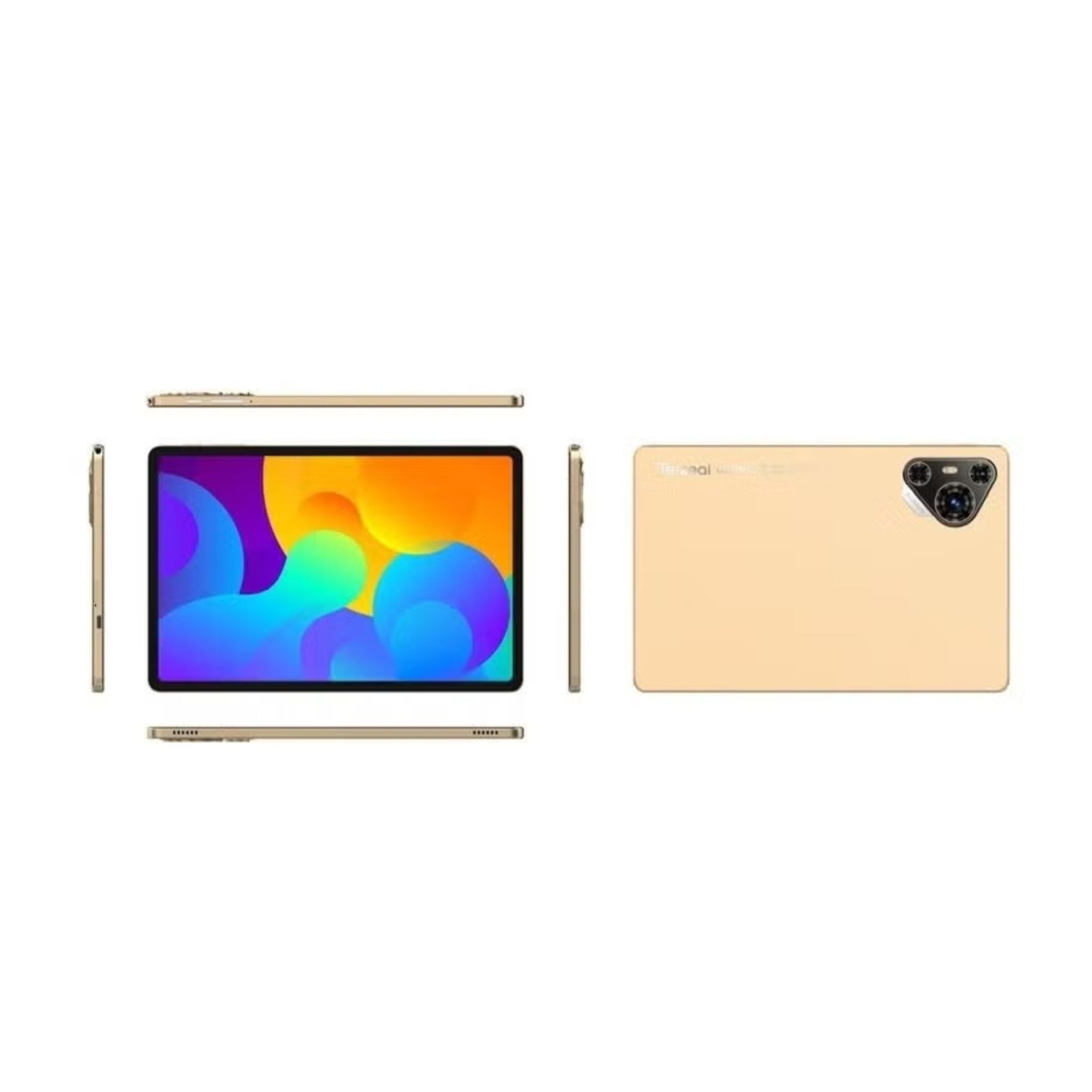 Telzeal P200 Tablet Gold | 11-Inch In-Cell Display | 12GB RAM + 512GB ROM | 10,000mAh | Dual SIM | Android 13 | Leather Case, Wireless Keyboard & Mouse - Gold
