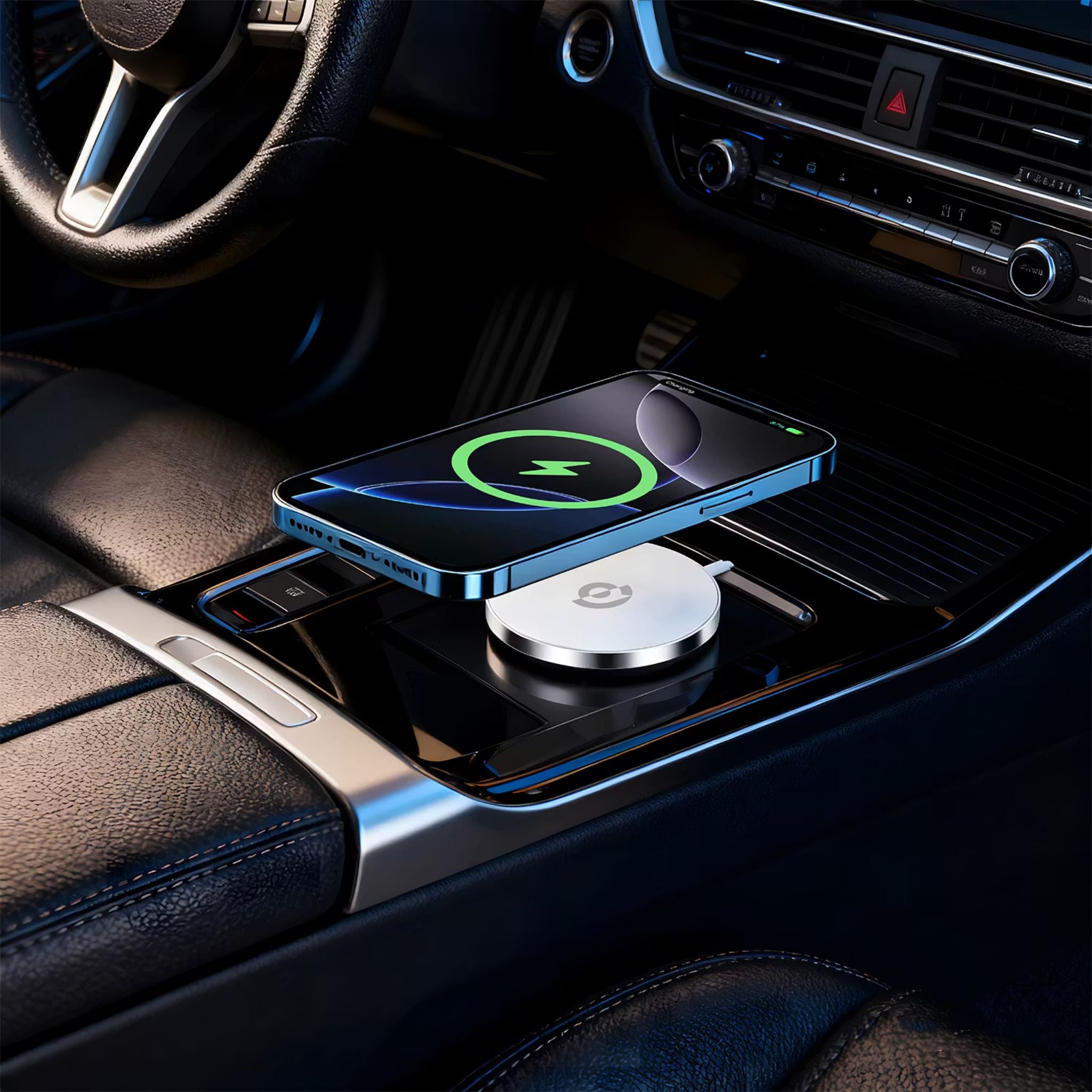 Powerology Magnova 25W MagSafe Charging Pad, PC & Aluminum Alloy Material, USB-C Input, 1.2m Cable Length, Universal Compatibility, Built-in Safeguards, Fast Charge, Tangle-Free Design - Silver