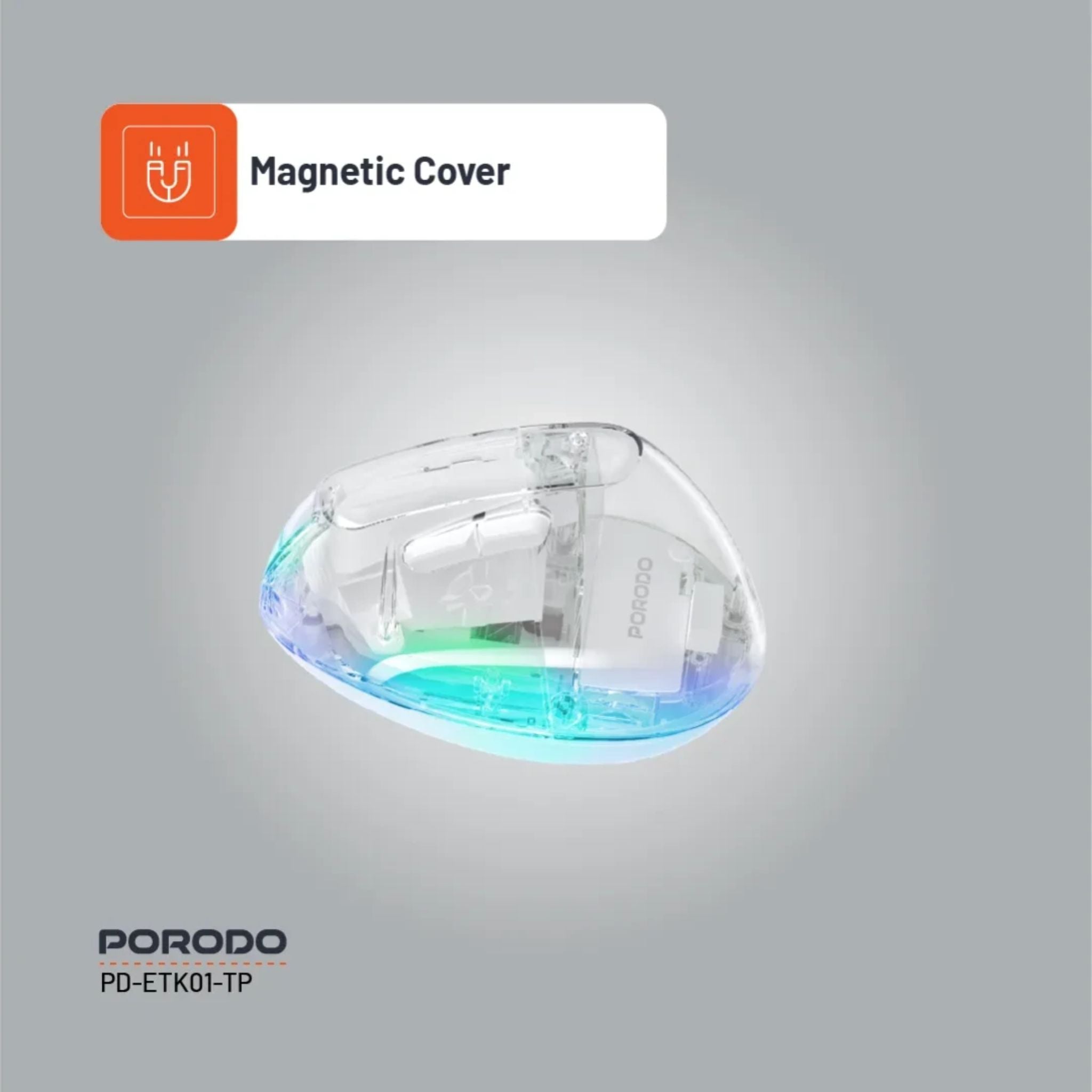 Porodo Vertical 4800 DPI Wireless Mouse - Transparent