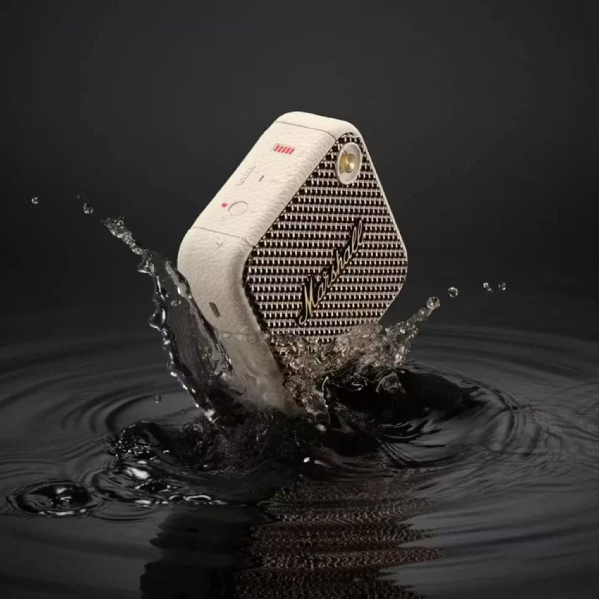 Marshall Willen II Compact Portable Wireless Speaker with Bluetooth Version 5.3, Water Resistant, Fast Charging, 17 Hours Play Time, 2.5 Hours Charging Time, Type-C Charging Port, Built-in Microphone, Lightweight Design - Cream