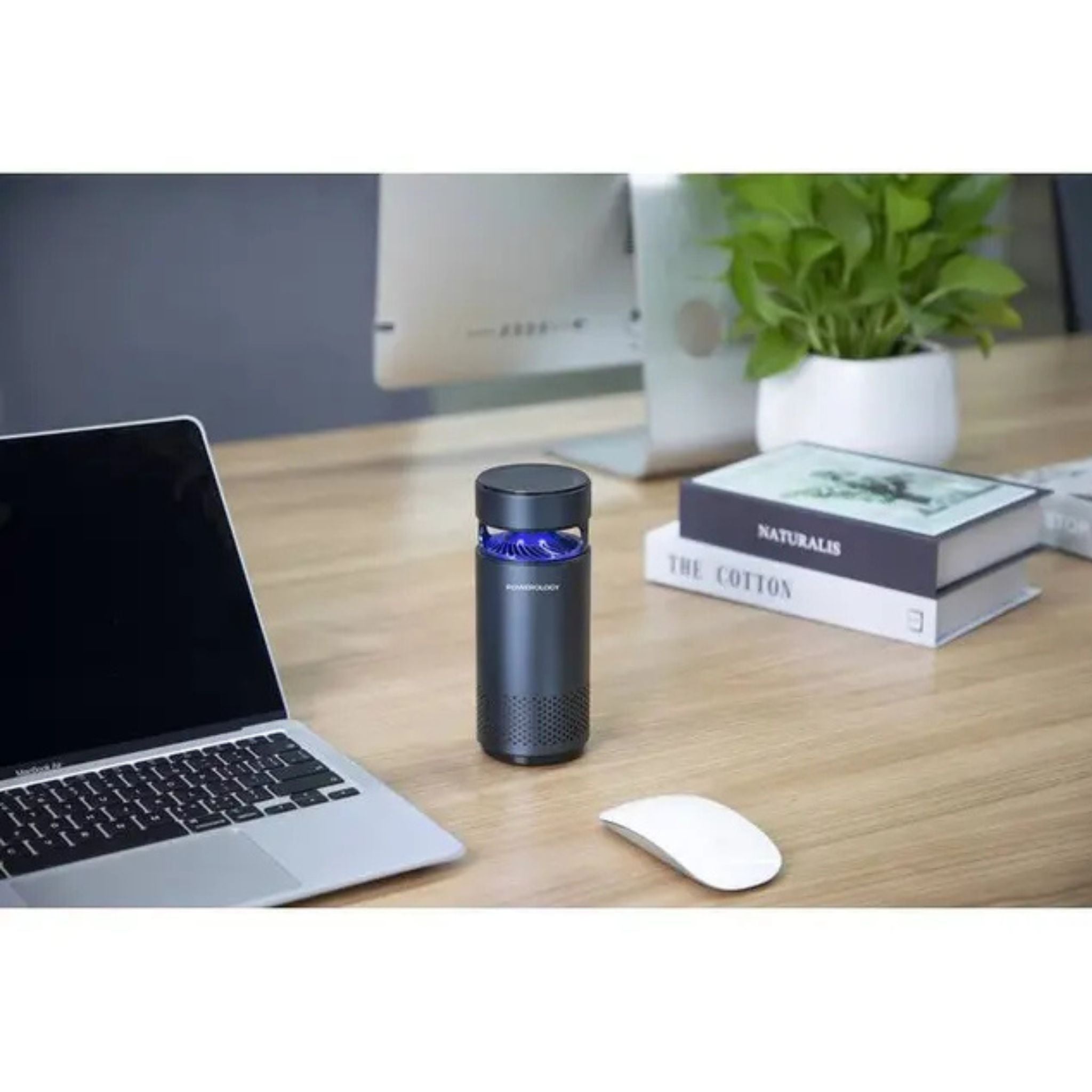 Powerology Portable Mini Air Purifier with 10 Hours Working Time, Less than 40dB Noise Level, Advanced UVC Sterilization, LED Night Light, 2200mAh Battery Capacity - Black