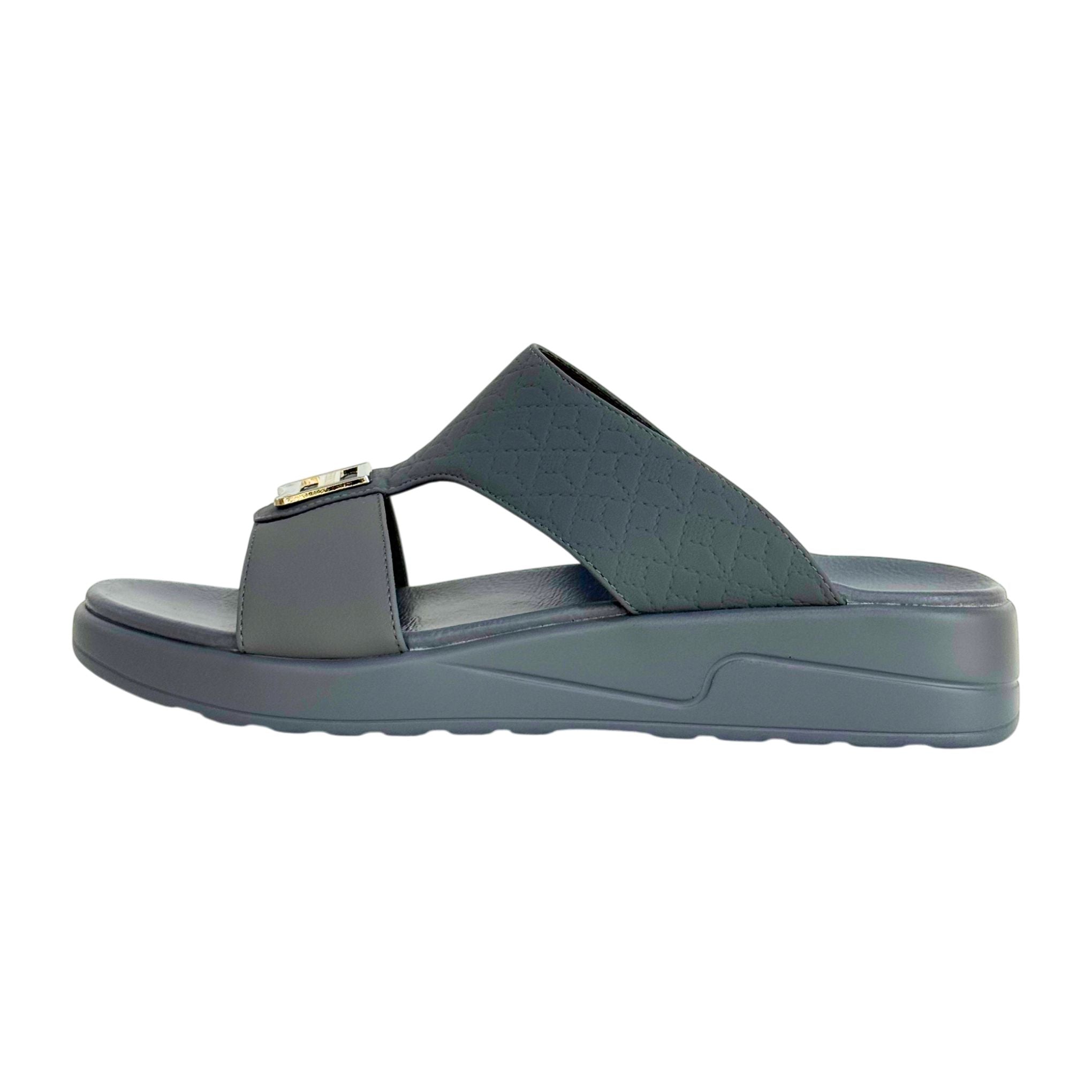 Ferrini Men’s Arabic Slippers – Cross-Strap Slip-On Design_Dark Grey
