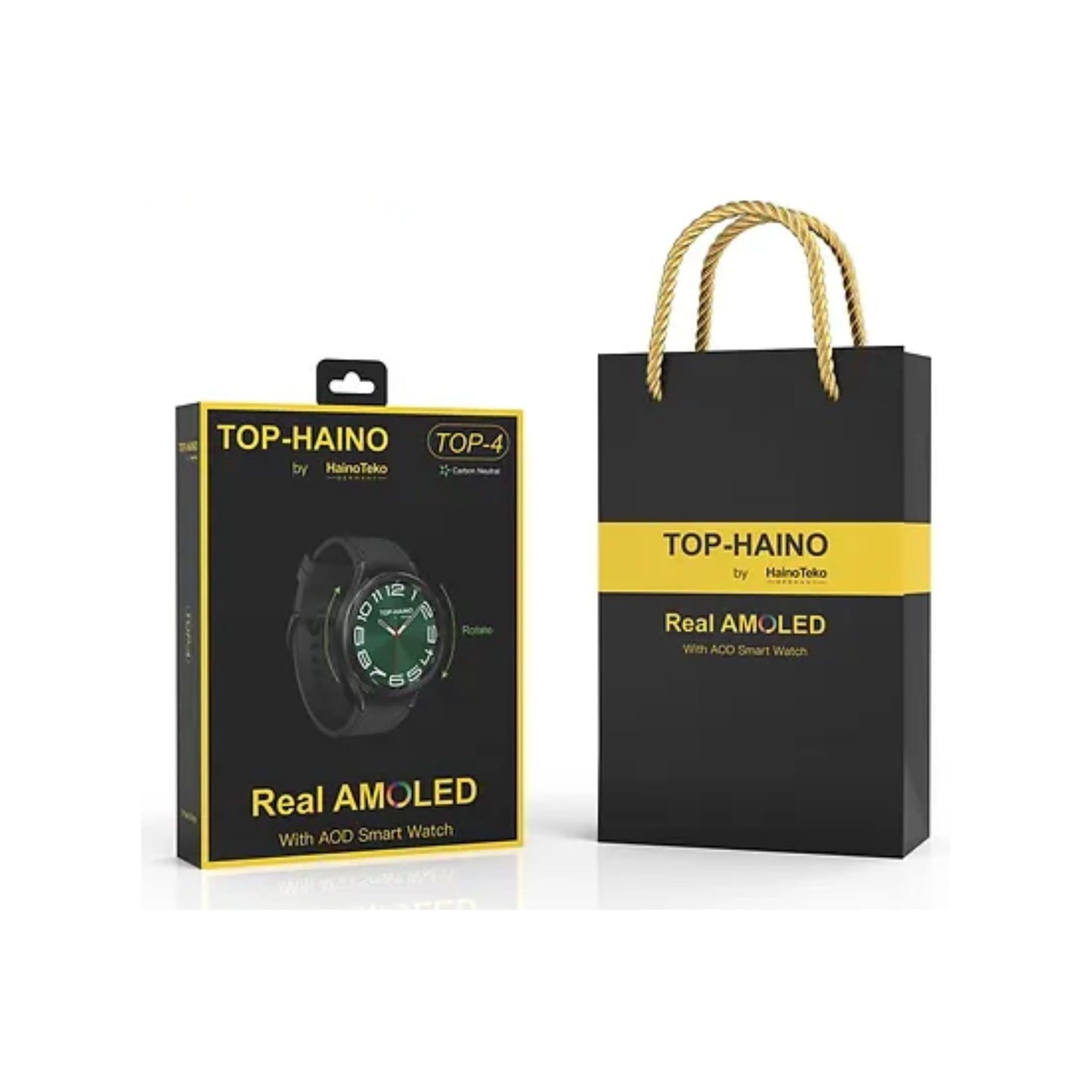 Premium Haino Teko Germany TOP 4 Real AMOLED with Always on Display Smart Watch with 3 Straps and pen