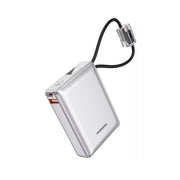 Porodo Petite 10000mAh Power Bank with Integrated Type-C & Lightning Cable, PD 20W, USB-A & USB-C Ports, Fast Charge Support, Digital Display, Universal Compatibility - Silver