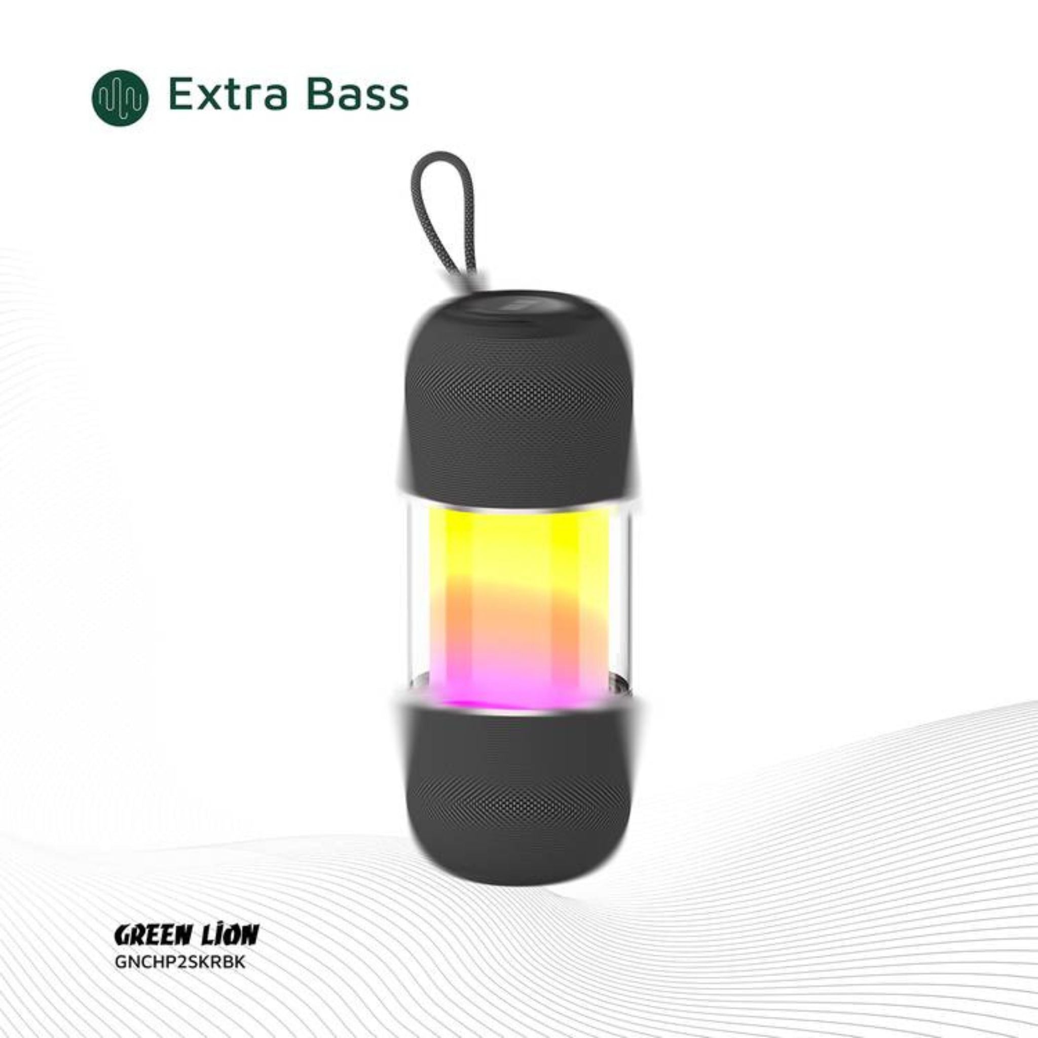 Green Lion Change Pro RGB Portable Speaker with True Wireless Stereo Function, 360° Audio, IPX7 Waterproof, 6 Hours Playtime, Extra Bass - Black