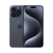 Blue smartphone showing front and back on a white background