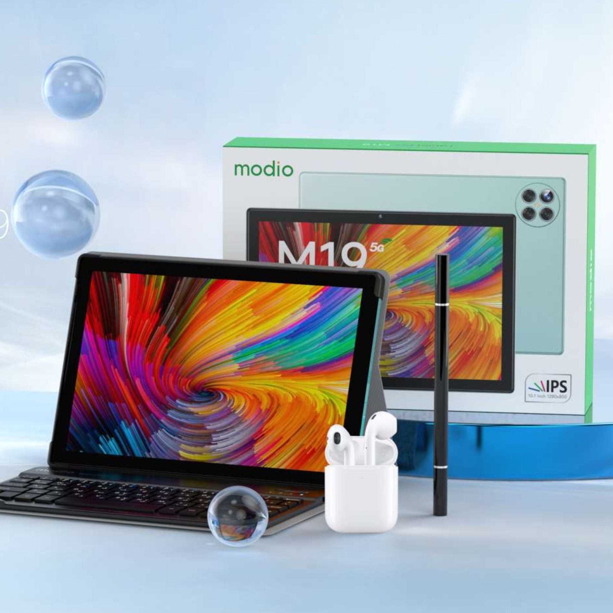 Modio M19 5G Wifi Tablet PC with 8GB RAM 512GB ROM HD IPS Screen 10.1 inch 1280*800-Green