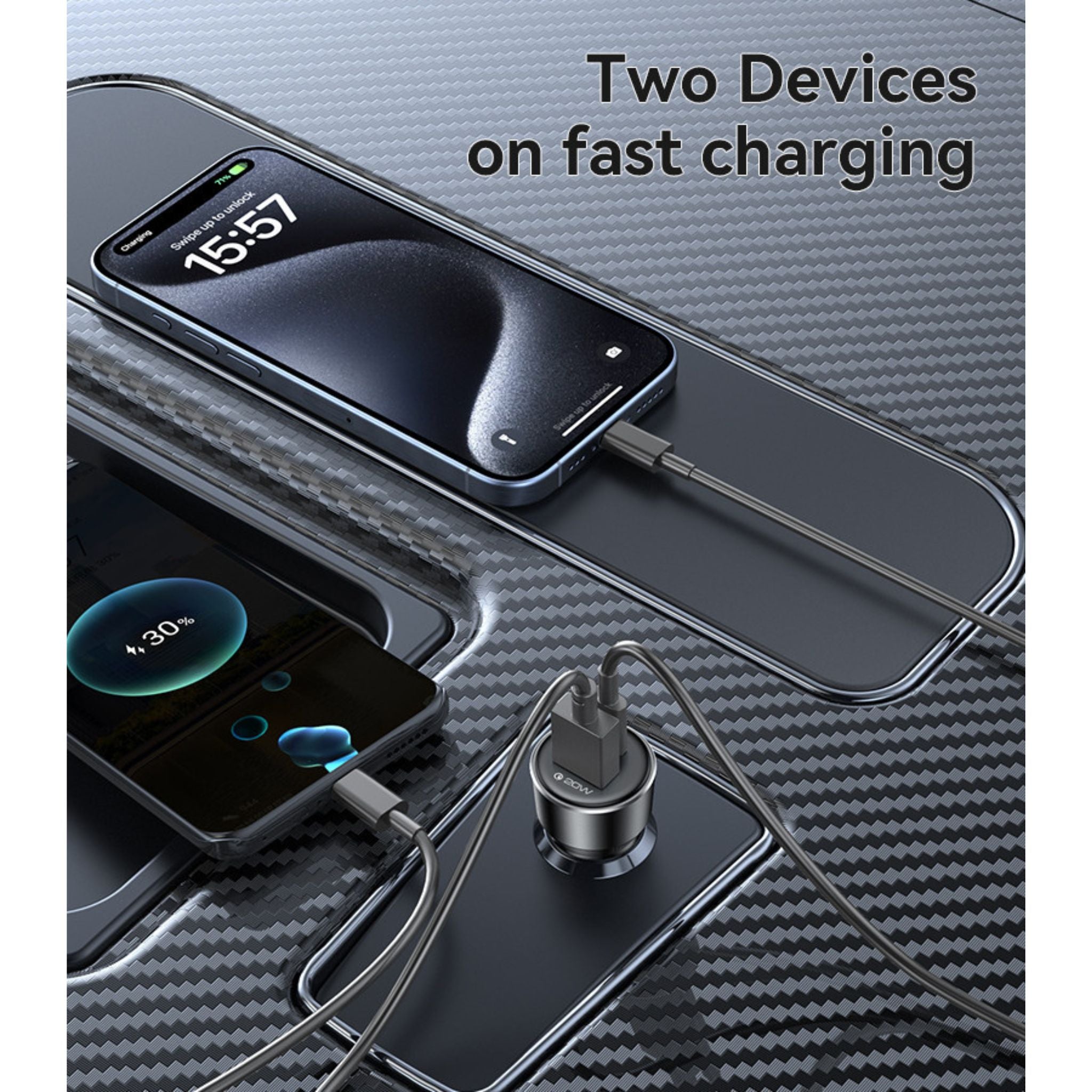 Yesido Y64 Aluminum Alloy USB + TC PD30W + USB20W Multi Protection 50w Fast Charging Car Charger - Black