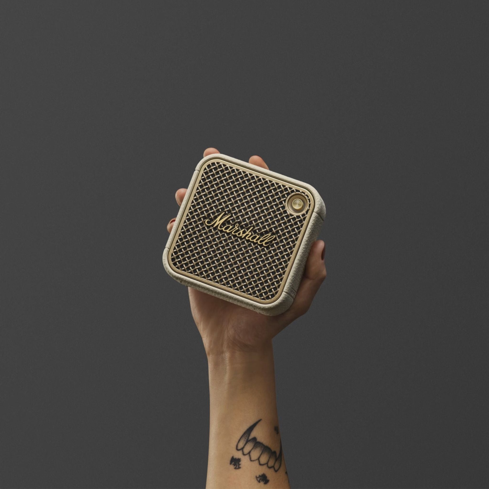 Marshall Willen II Compact Portable Wireless Speaker with Bluetooth Version 5.3, Water Resistant, Fast Charging, 17 Hours Play Time, 2.5 Hours Charging Time, Type-C Charging Port, Built-in Microphone, Lightweight Design - Cream