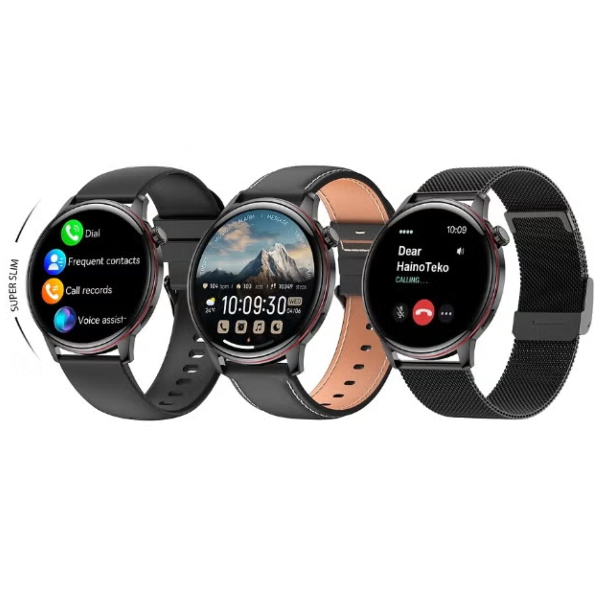 Haino Teko 29 Waterproof Design Smart Watch With AMOLED Display BT Calling 3 Pair Straps and Charging Cable Designed for Ladiesand Gents - Black