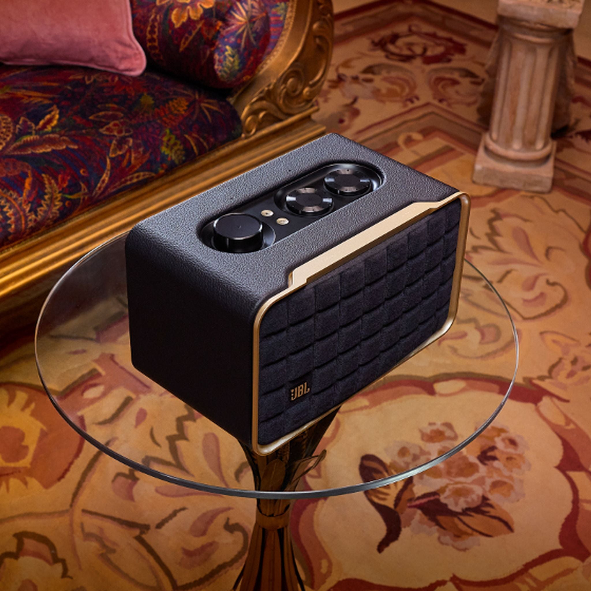 JBL Authentics 200 Smart Home Speaker With Wi-Fi, Bluetooth, Voice Assistants And Retro Design - Black