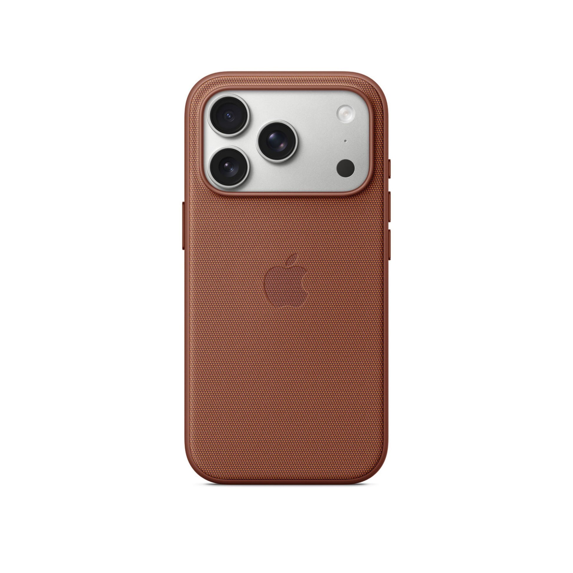 Brown phone case with Apple logo on a white background