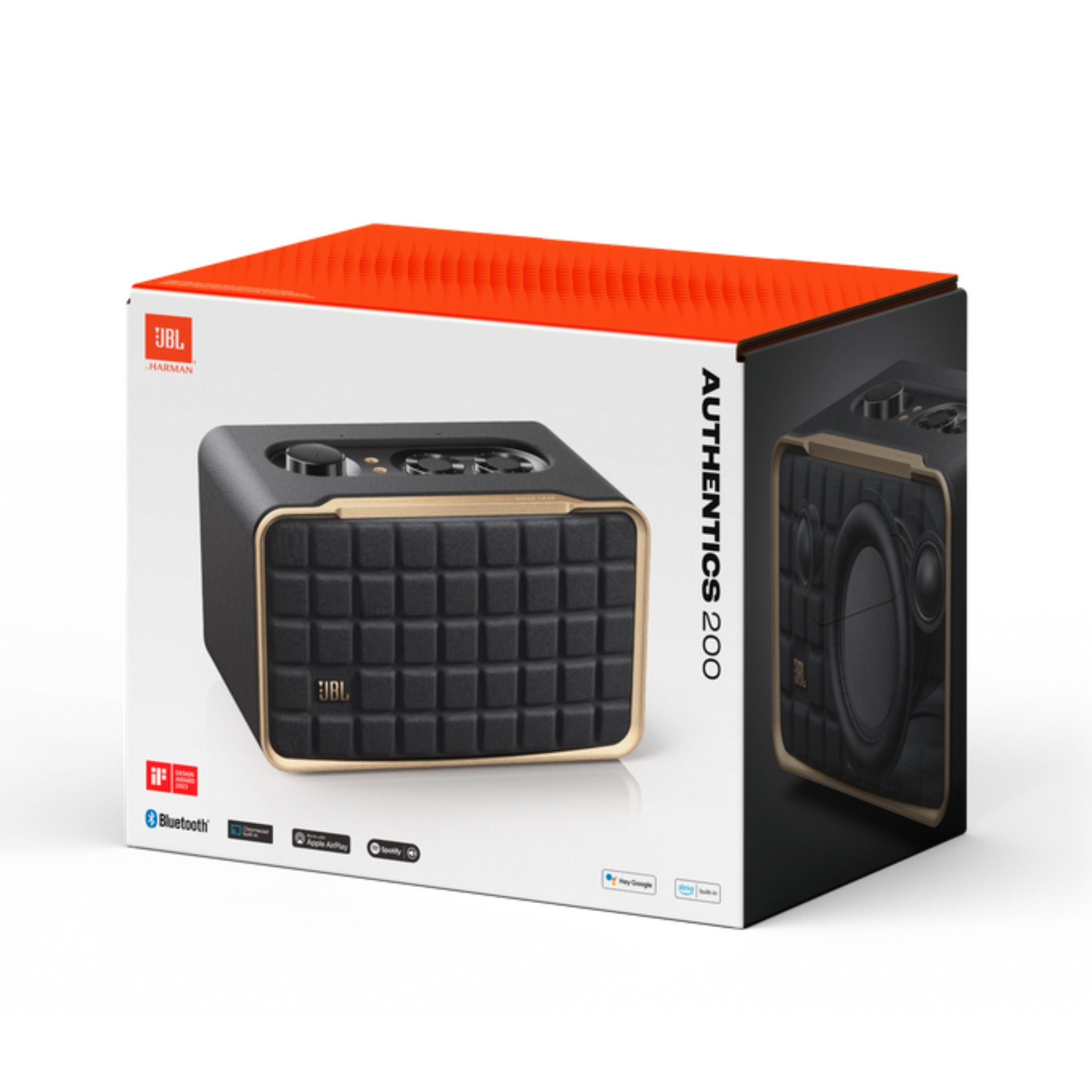 JBL Authentics 200 Smart Home Speaker With Wi-Fi, Bluetooth, Voice Assistants And Retro Design - Black