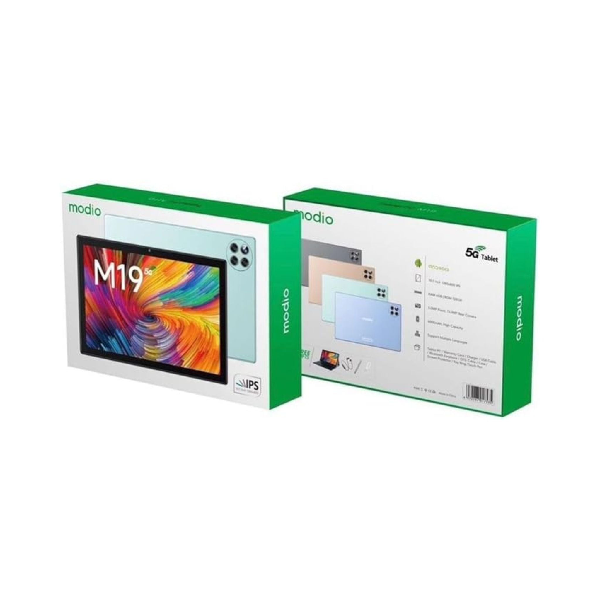Modio M19 10.1inch 1280 * 800 IPS Android High Definition Tablet 8GB RAM 512GB ROM Dual Sim - Blue