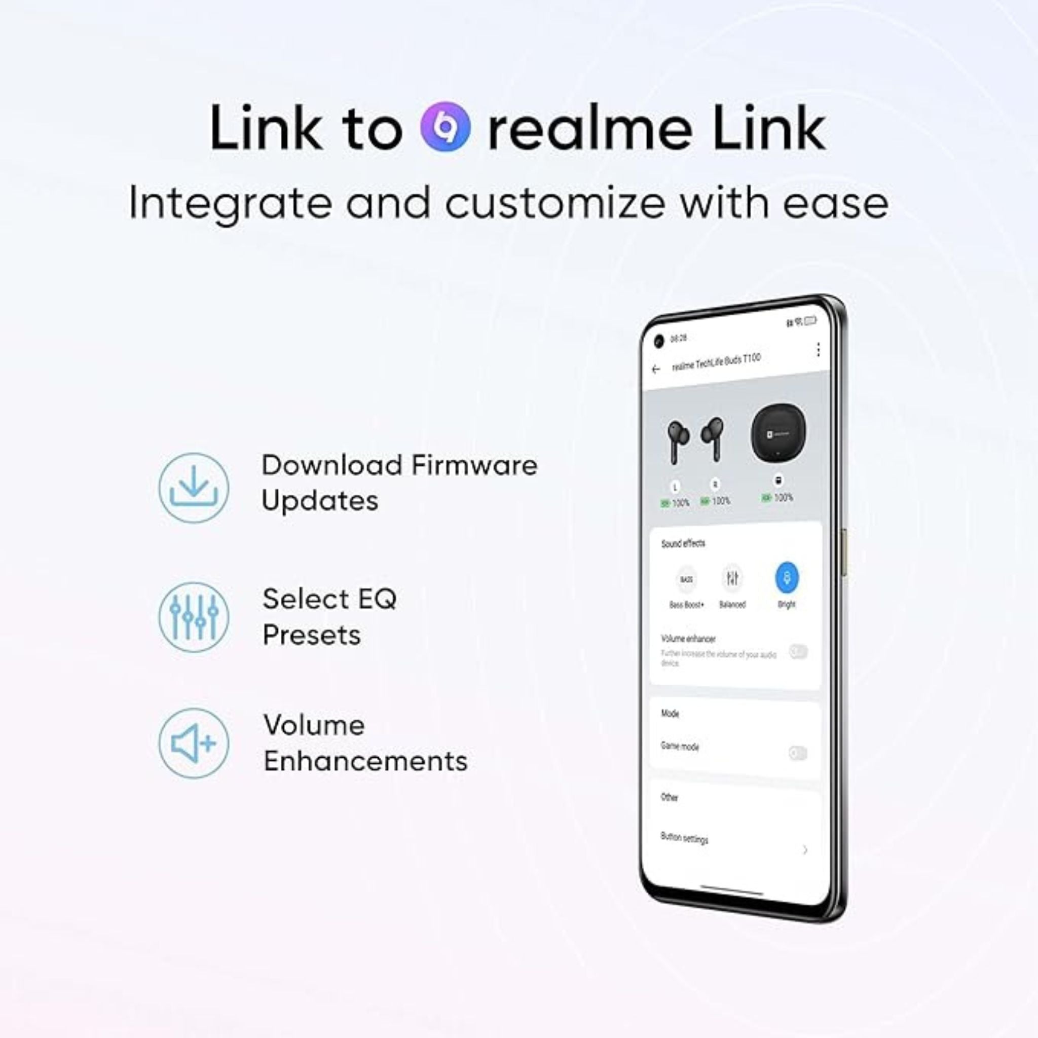 Realme T100 True Wireless Earbuds With AI Noise Cancelling - Black