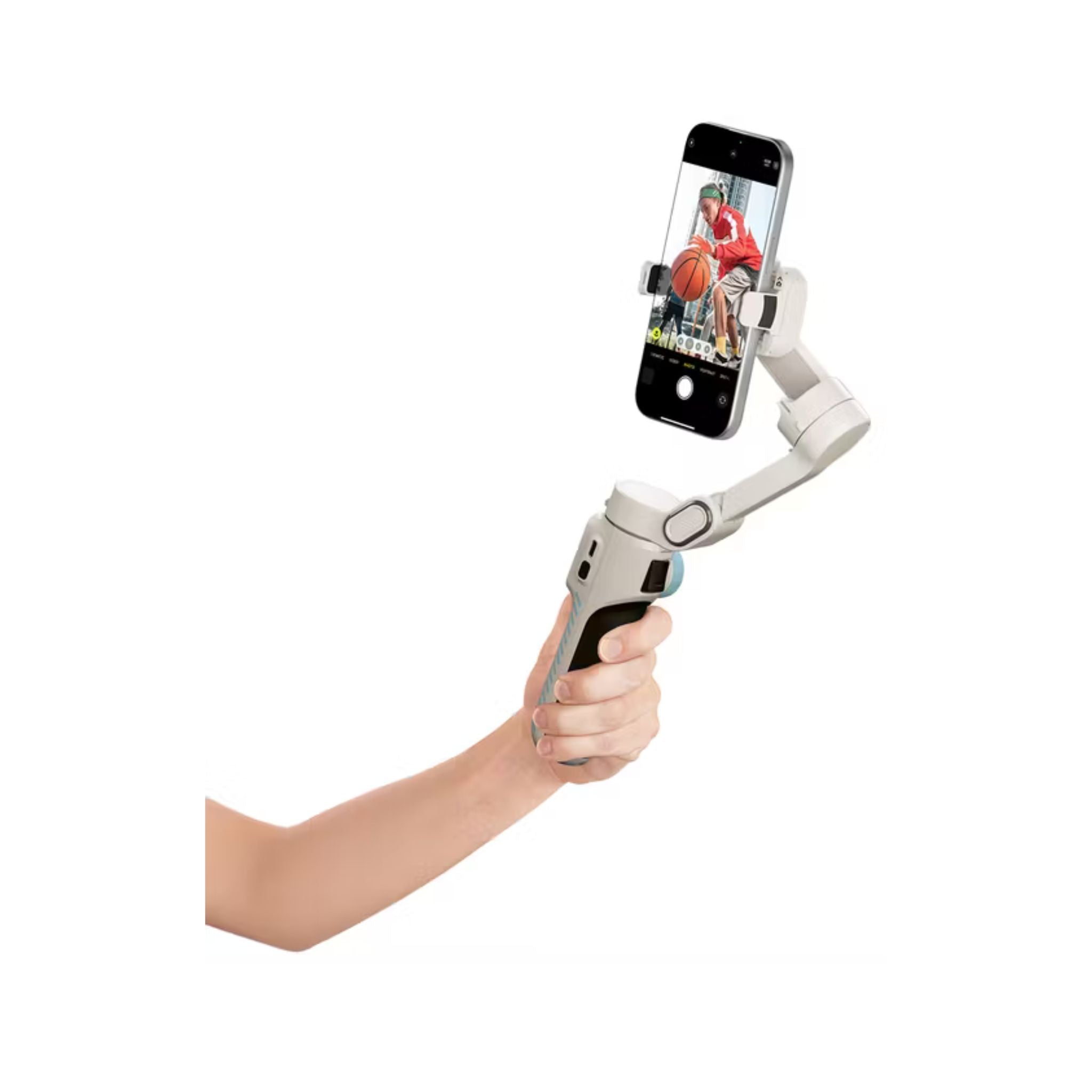 Powerology Magwave 3-Axis Magnetic SmartPhone Gimbal with Smart Gesture Control, MagSafe Snap-On or Adjustable Clamp, Built-in Extension Rod, Foldable & Ultra-Light Design, OLED Display, 5 Intuitive Hands-Free Commands, 6 Shooting Modes - White