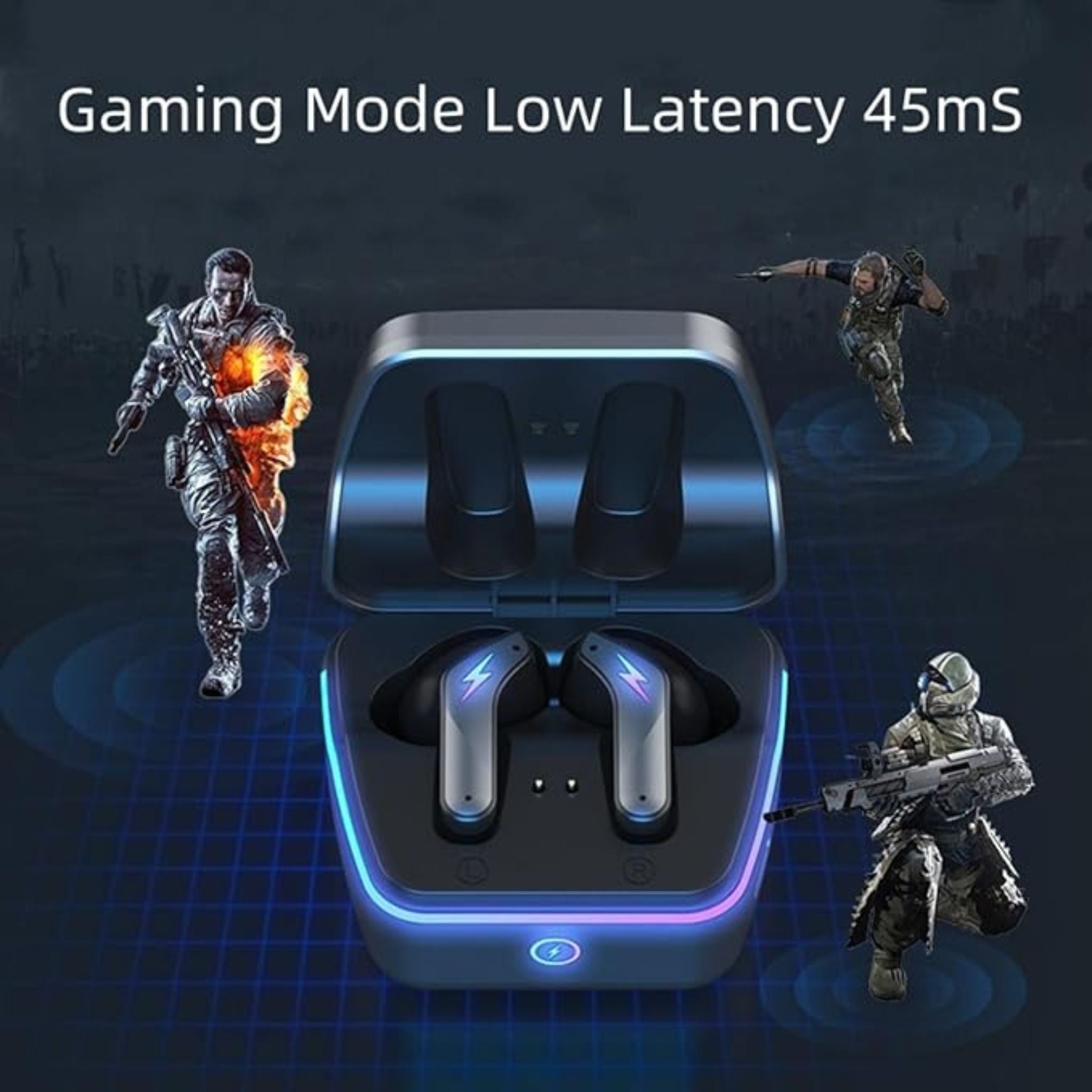 Porodo Ultra Low-Latency Gaming Earbuds, 400mAh Battery Capacity, 6h Playtime, Bluetooth 5.4, Less than 60ms Response Time, Dual Mic ENC Support, Type-C Charging Interface - Black