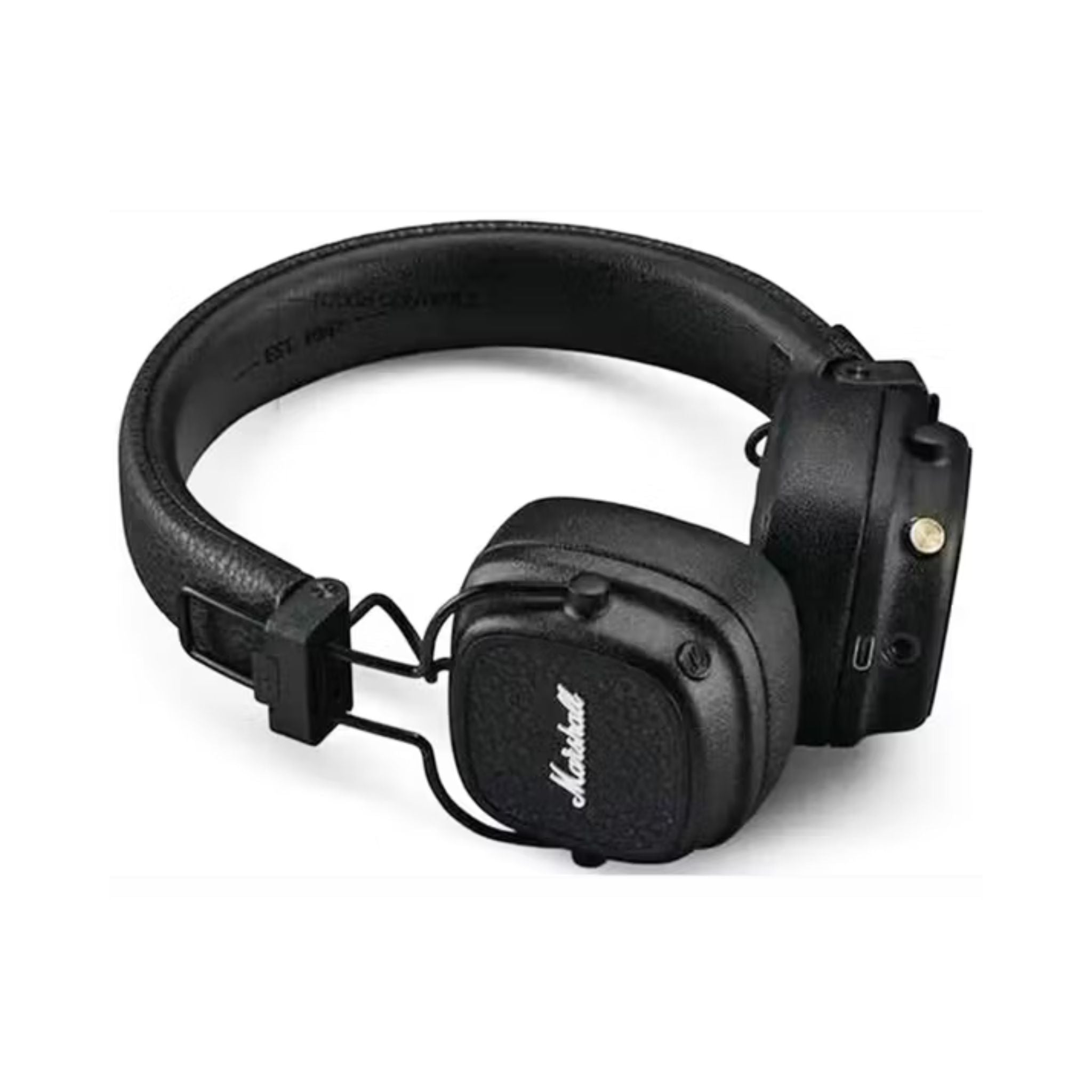 Marshall Major V Wireless On-Ear Headphones with Rugged & Foldable Design, Wireless Charging, 3 Hours Charging Time, Customizable M-Button, Bluetooth Version 5.3, Up to 100 Hours Play Time - Black