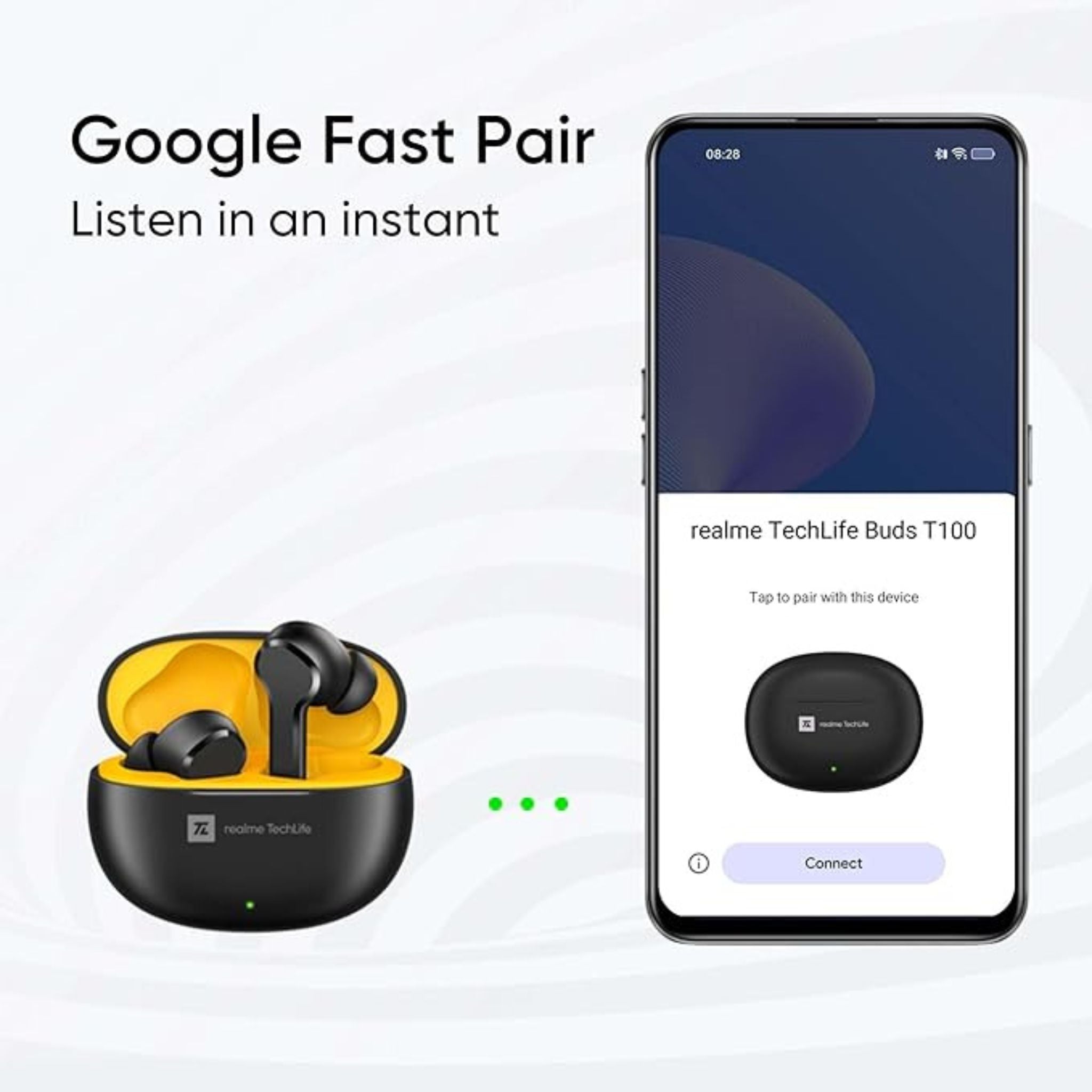 Realme T100 True Wireless Earbuds With AI Noise Cancelling - Black