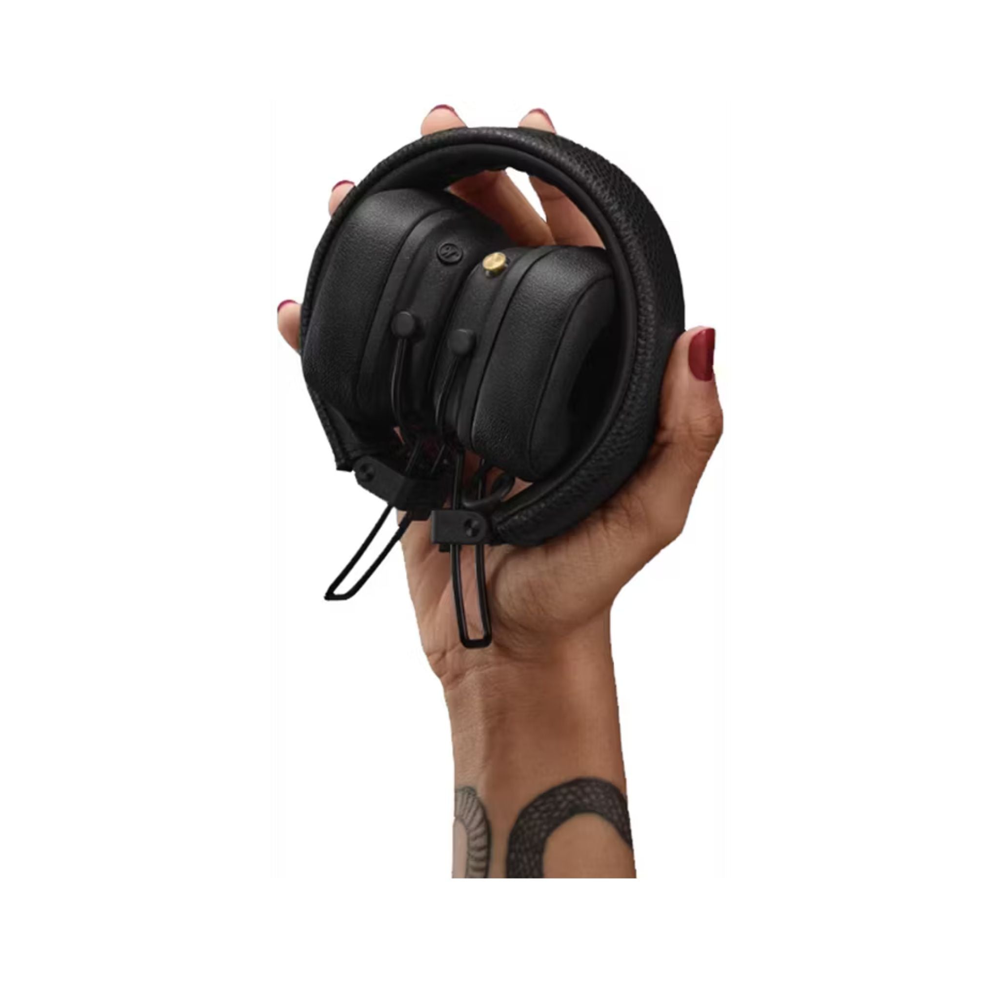 Marshall Major V Wireless On-Ear Headphones with Rugged & Foldable Design, Wireless Charging, 3 Hours Charging Time, Customizable M-Button, Bluetooth Version 5.3, Up to 100 Hours Play Time - Black