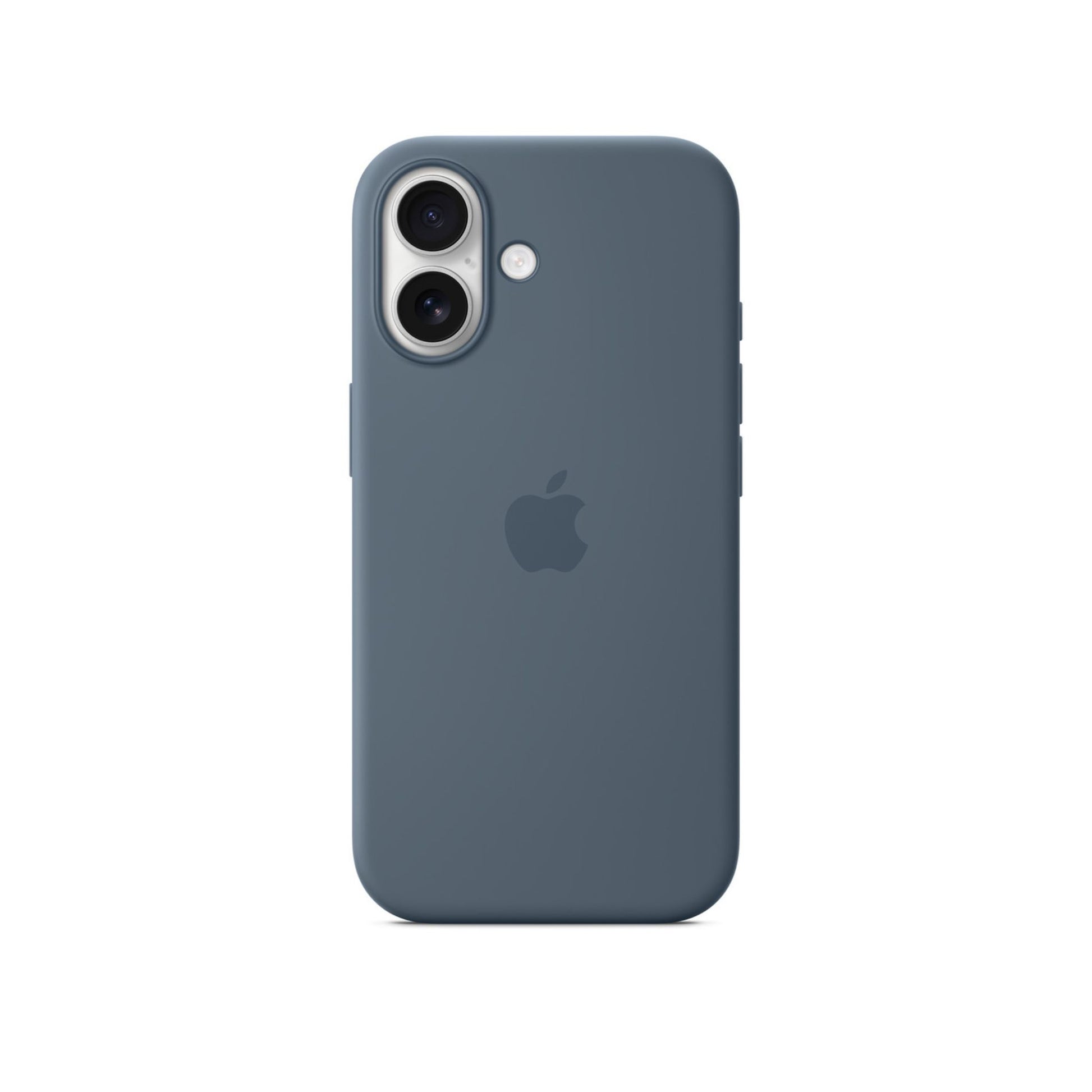 Blue phone case with Apple logo on a white background