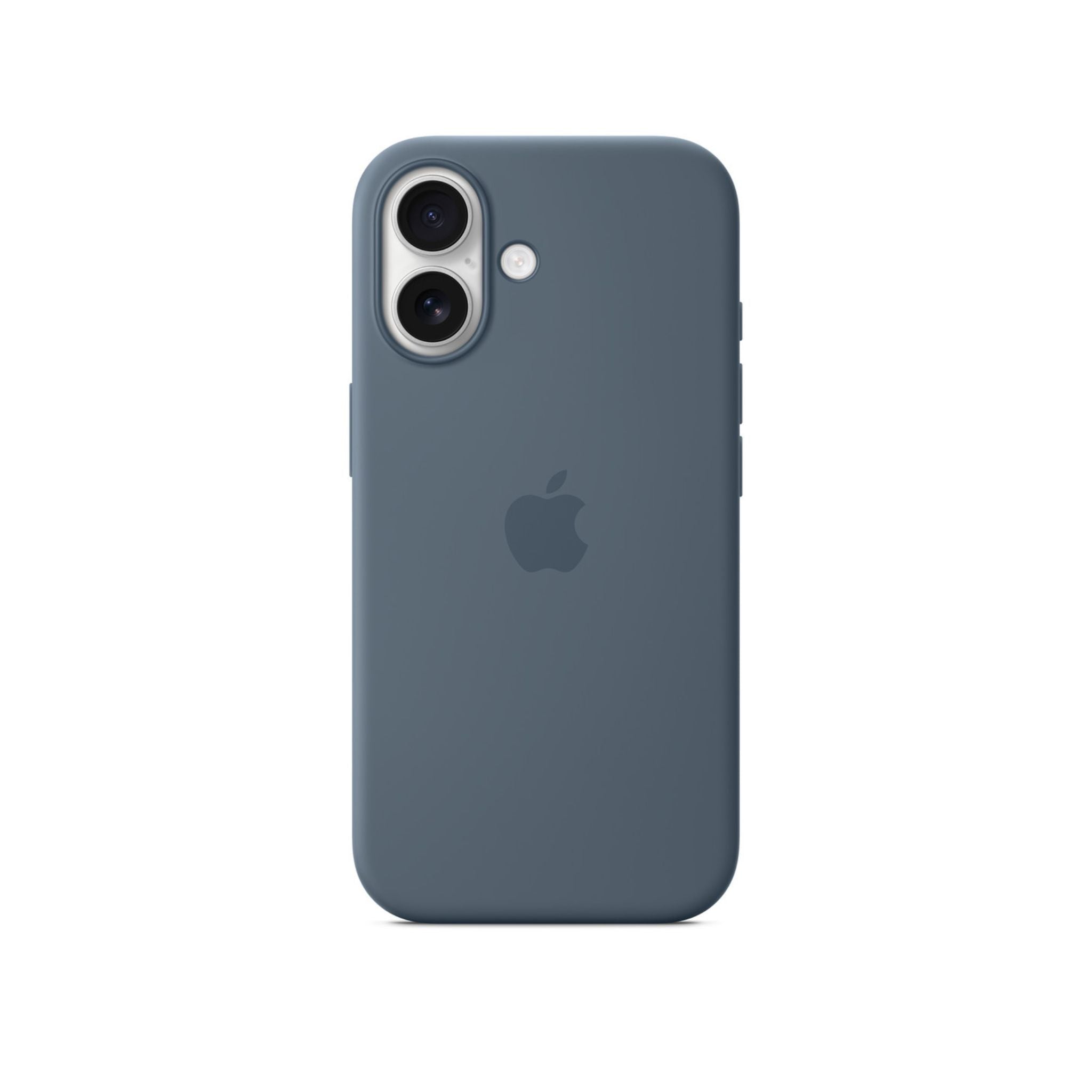 Blue phone case with Apple logo on a white background