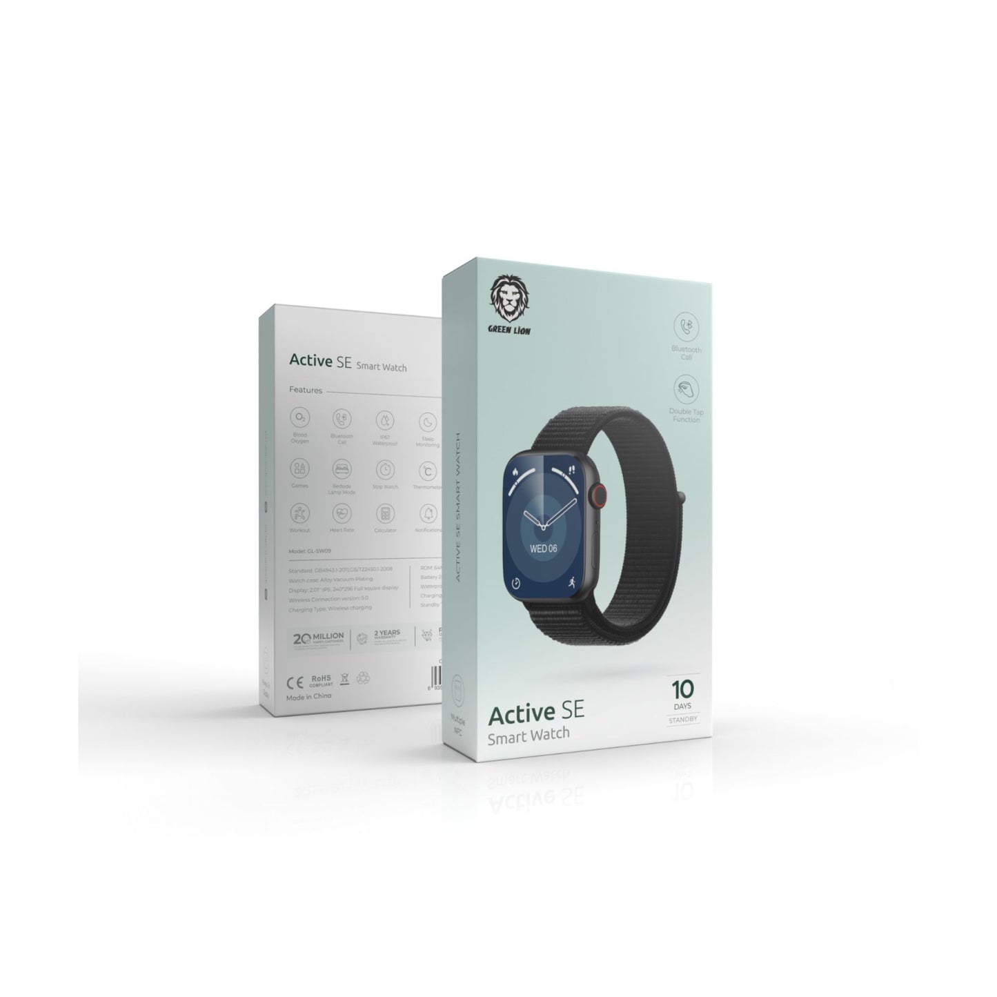 Green Lion Active SE Smartwatch Wireless Charging 64M ROM,250 mAh_Black